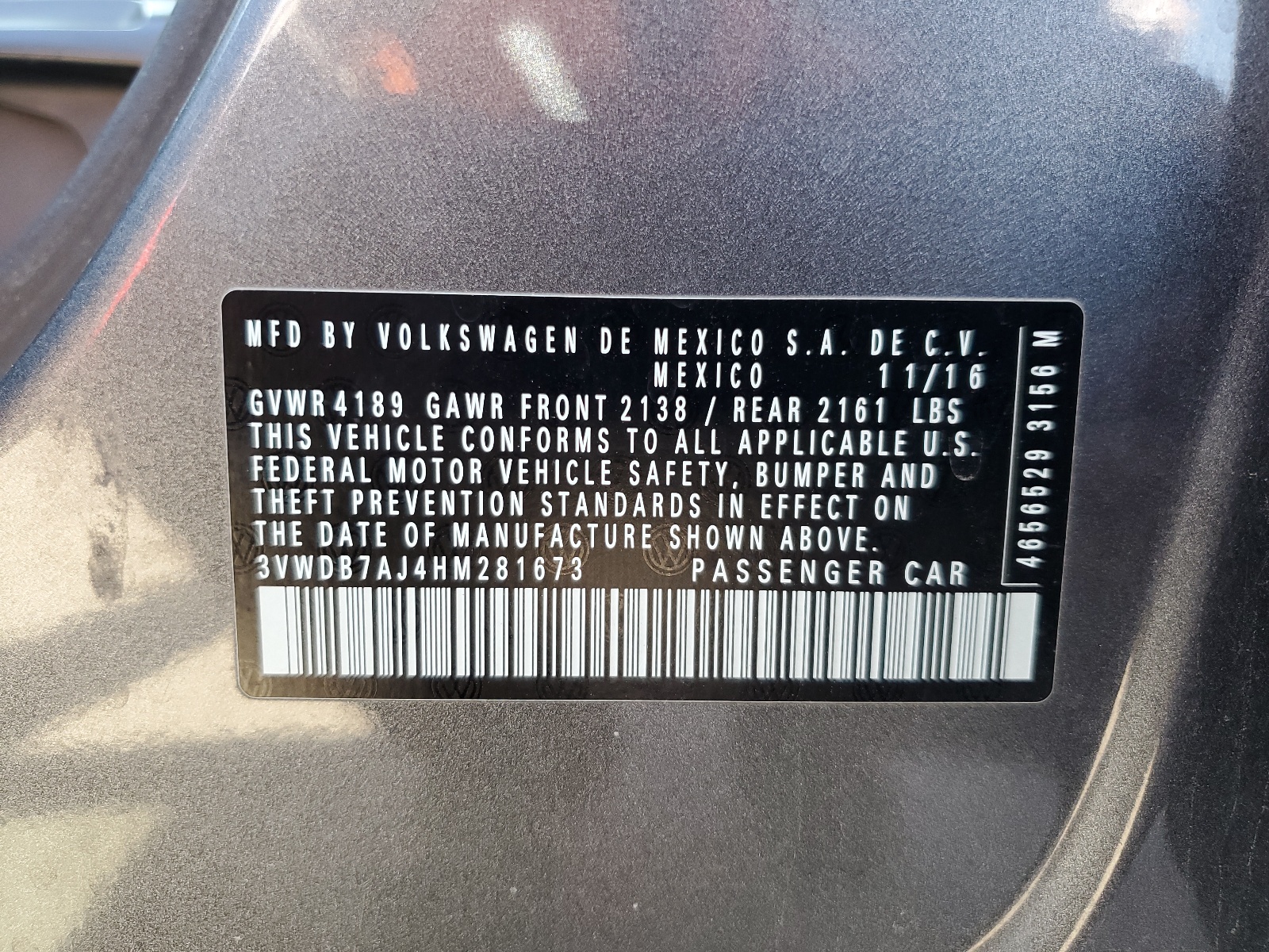 3VWDB7AJ4HM281673 2017 Volkswagen Jetta Se