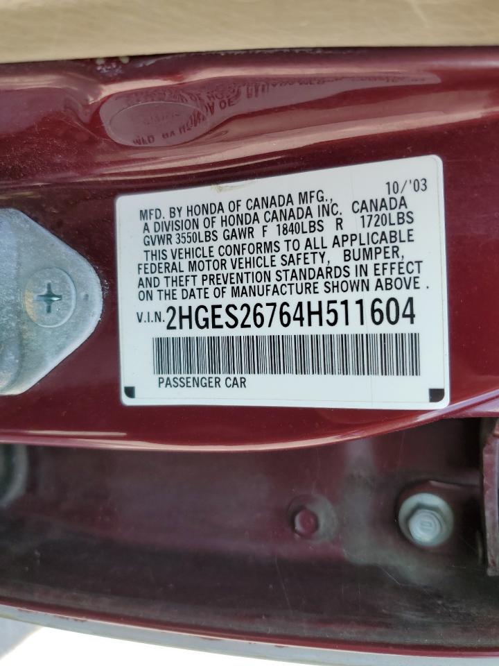 2HGES26764H511604 2004 Honda Civic Ex