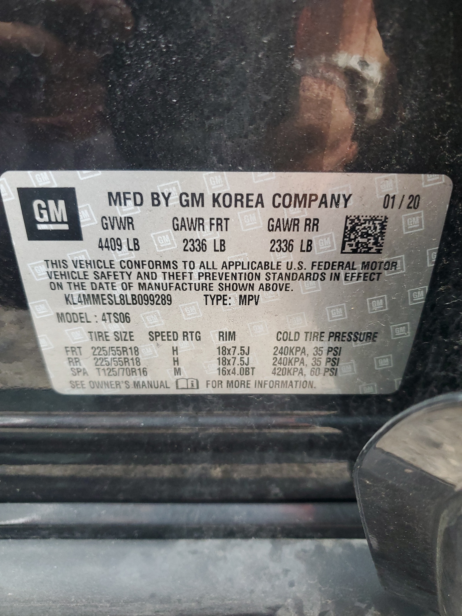 KL4MMESL8LB099289 2020 Buick Encore Gx Select