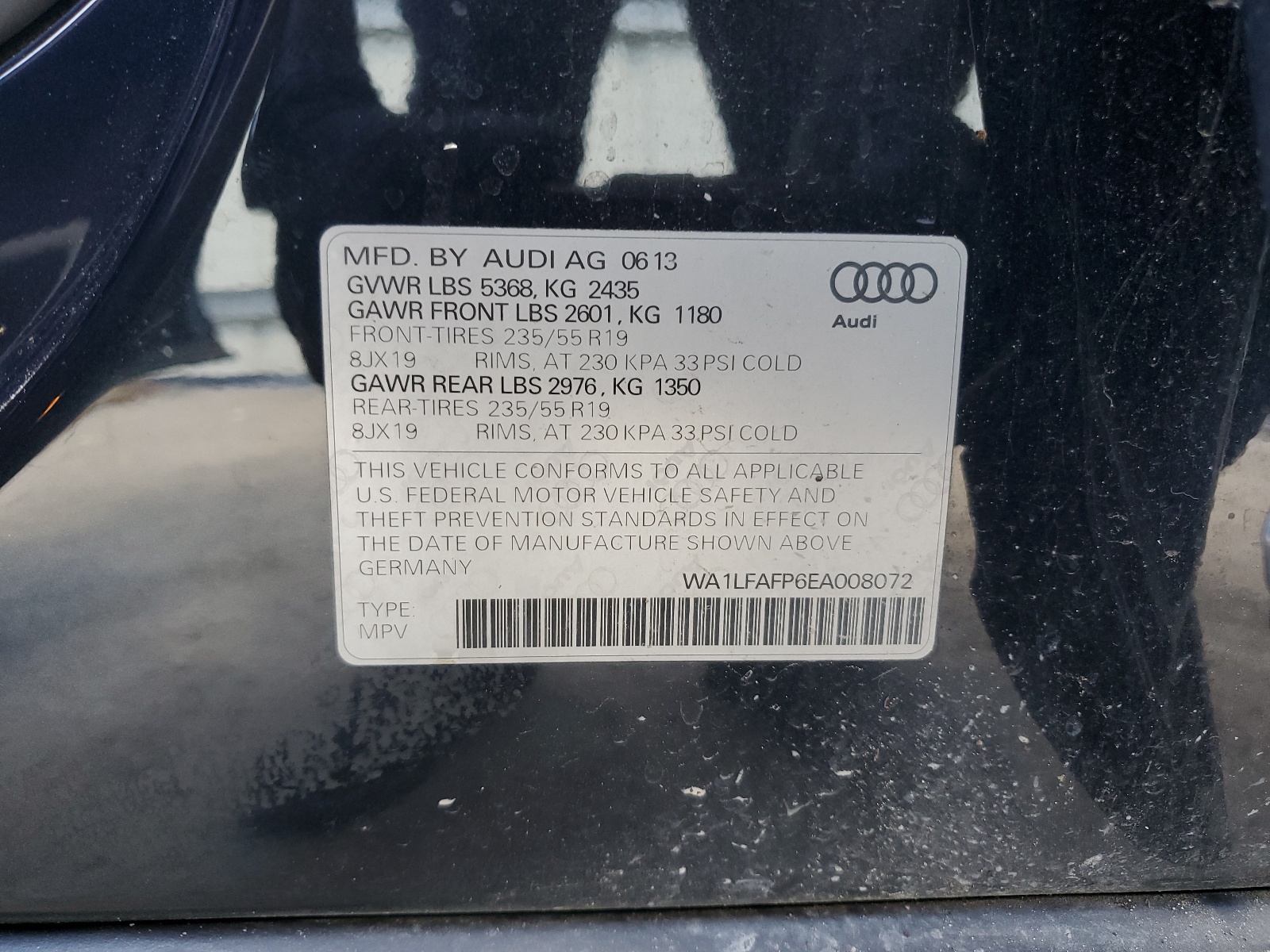 2014 Audi Q5 Premium Plus vin: WA1LFAFP6EA008072