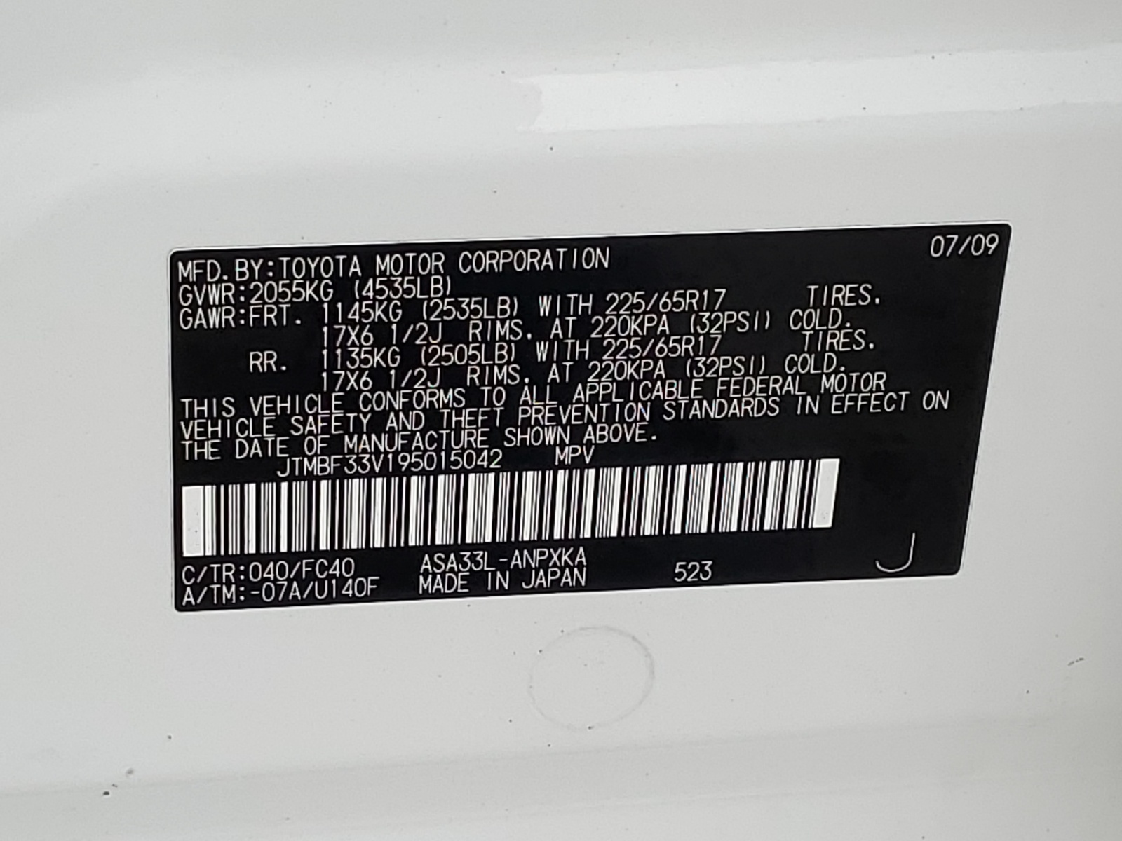 JTMBF33V195015042 2009 Toyota Rav4