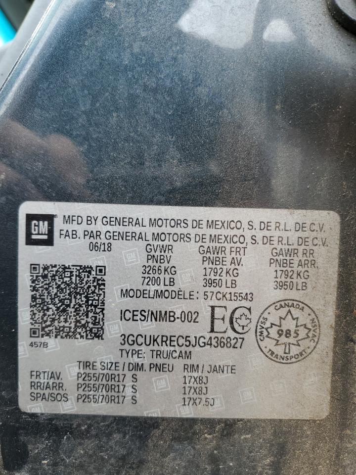 3GCUKREC5JG436827 2018 Chevrolet Silverado K1500 Lt