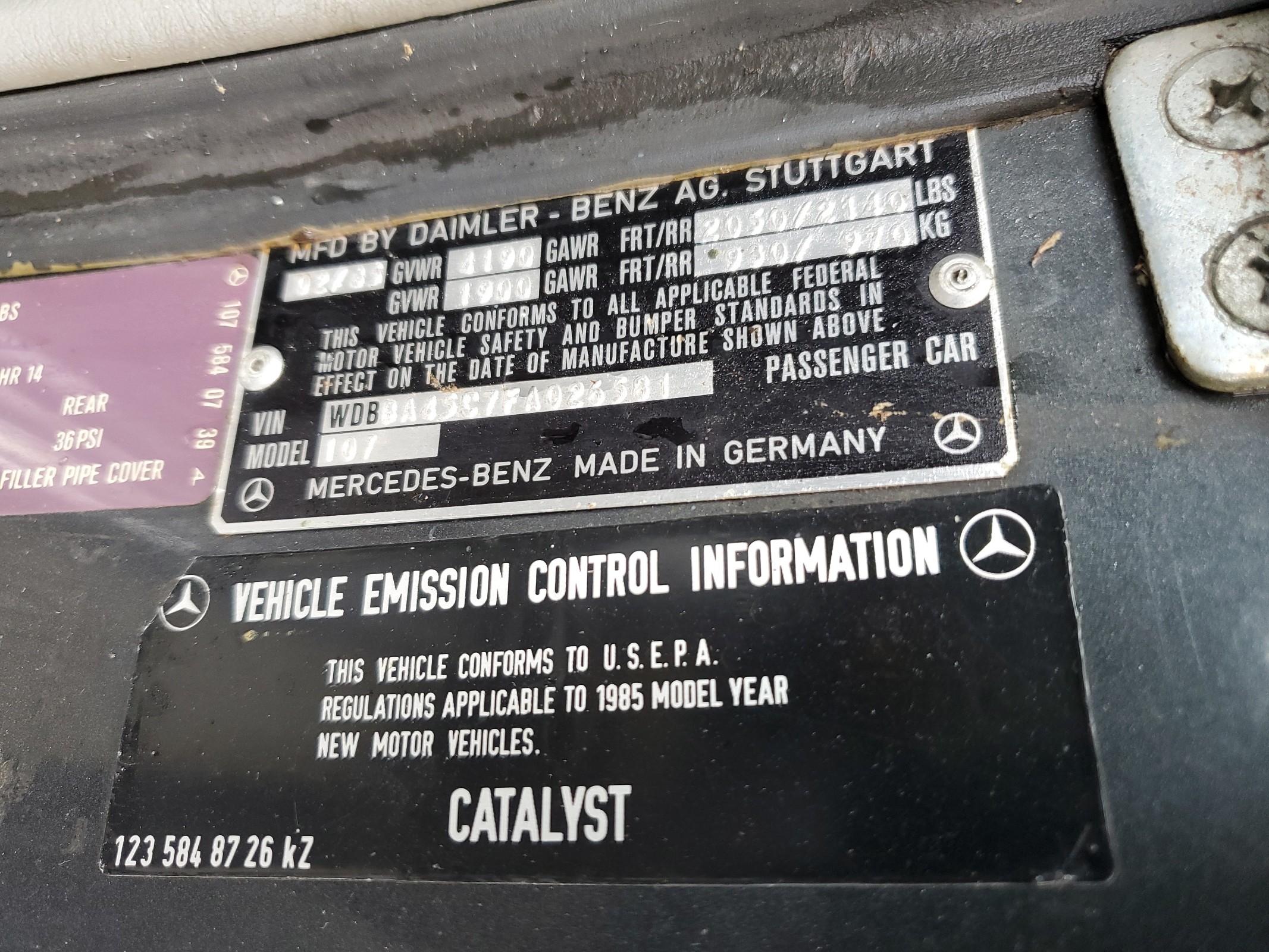 WDBBA45C7FA026581 1985 Mercedes-Benz 380 Sl