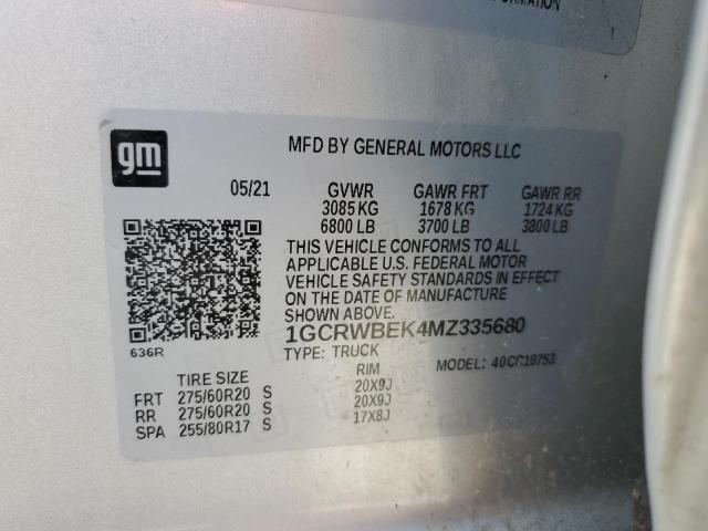 1GCRWBEK4MZ335680 Chevrolet All Models SILVERADO 12