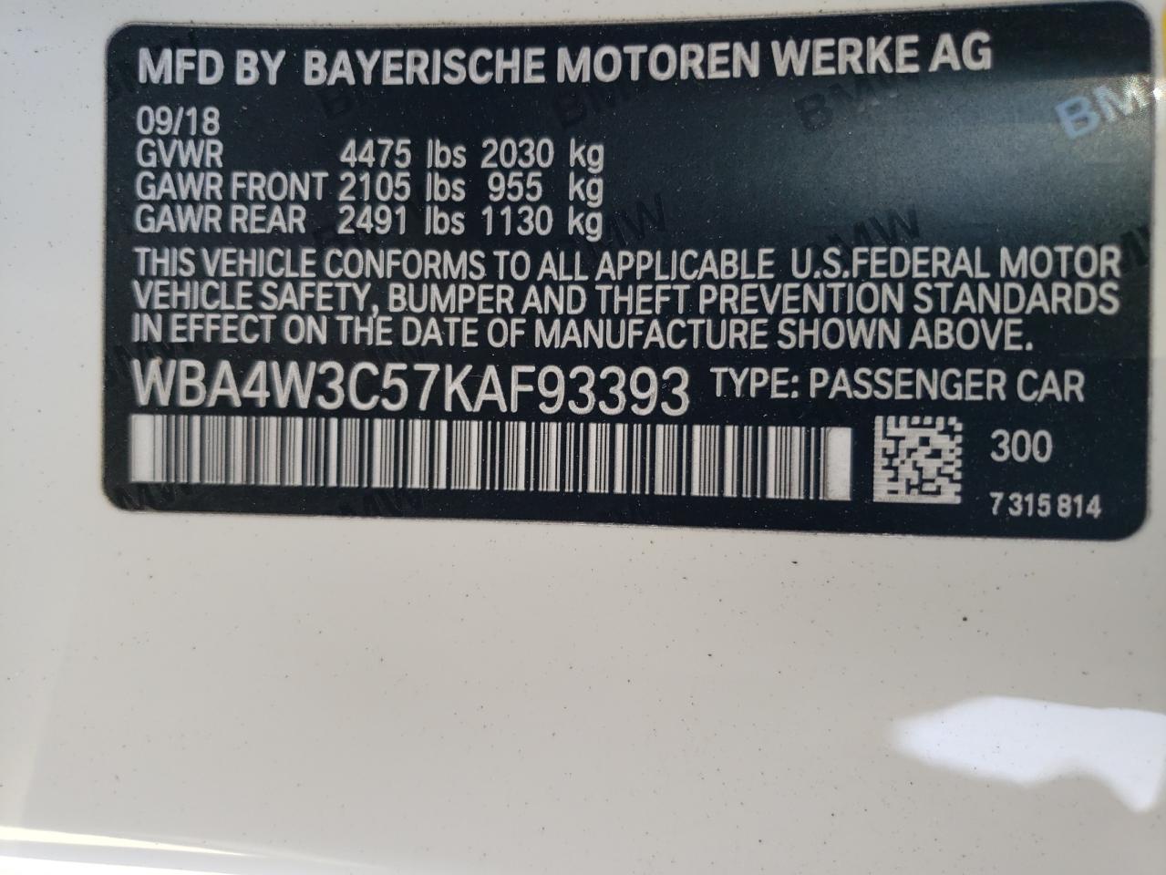 WBA4W3C57KAF93393 2019 BMW 4 SERIES - Image 12