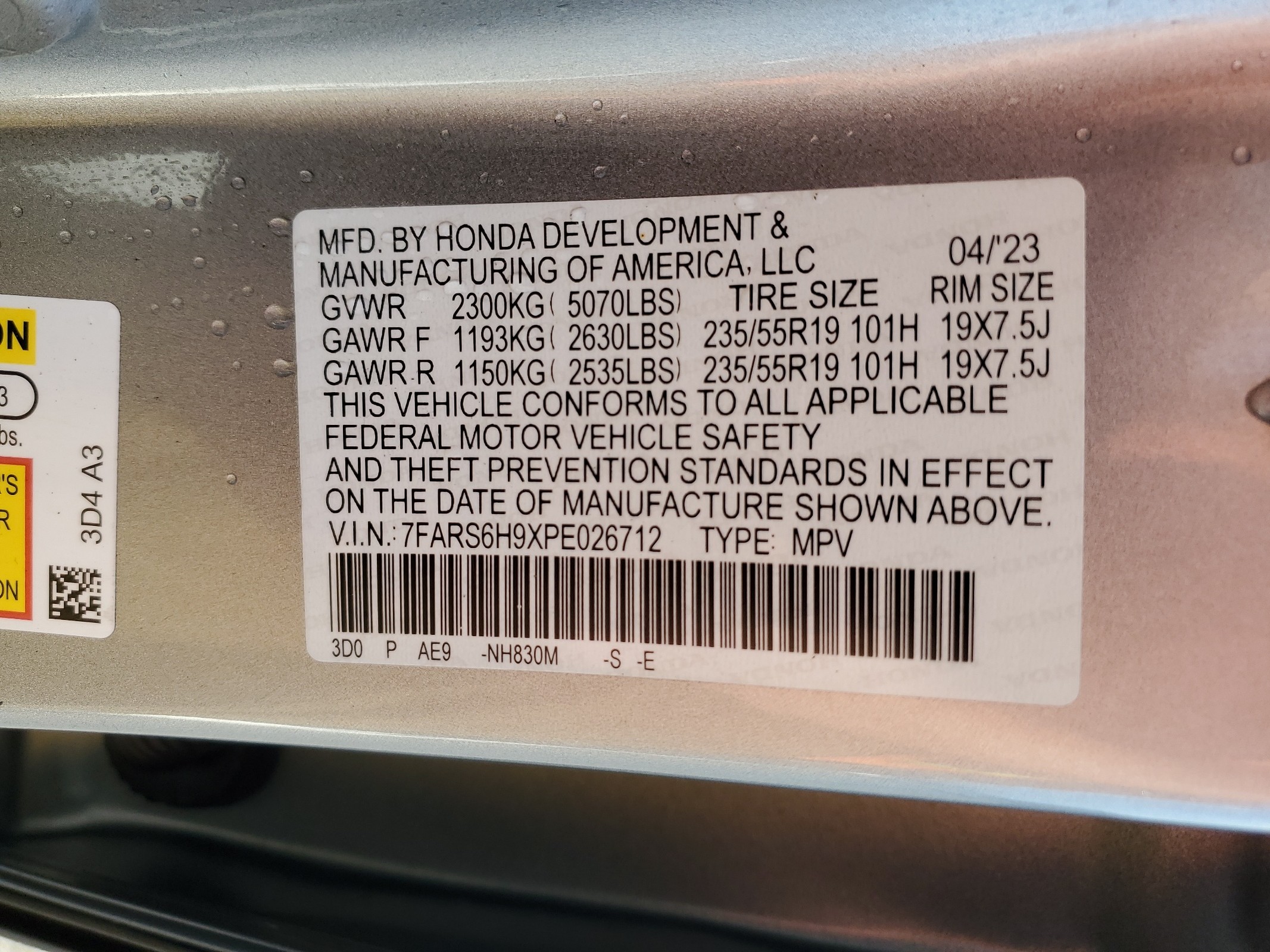 7FARS6H9XPE026712 2023 Honda Cr-V Sport Touring