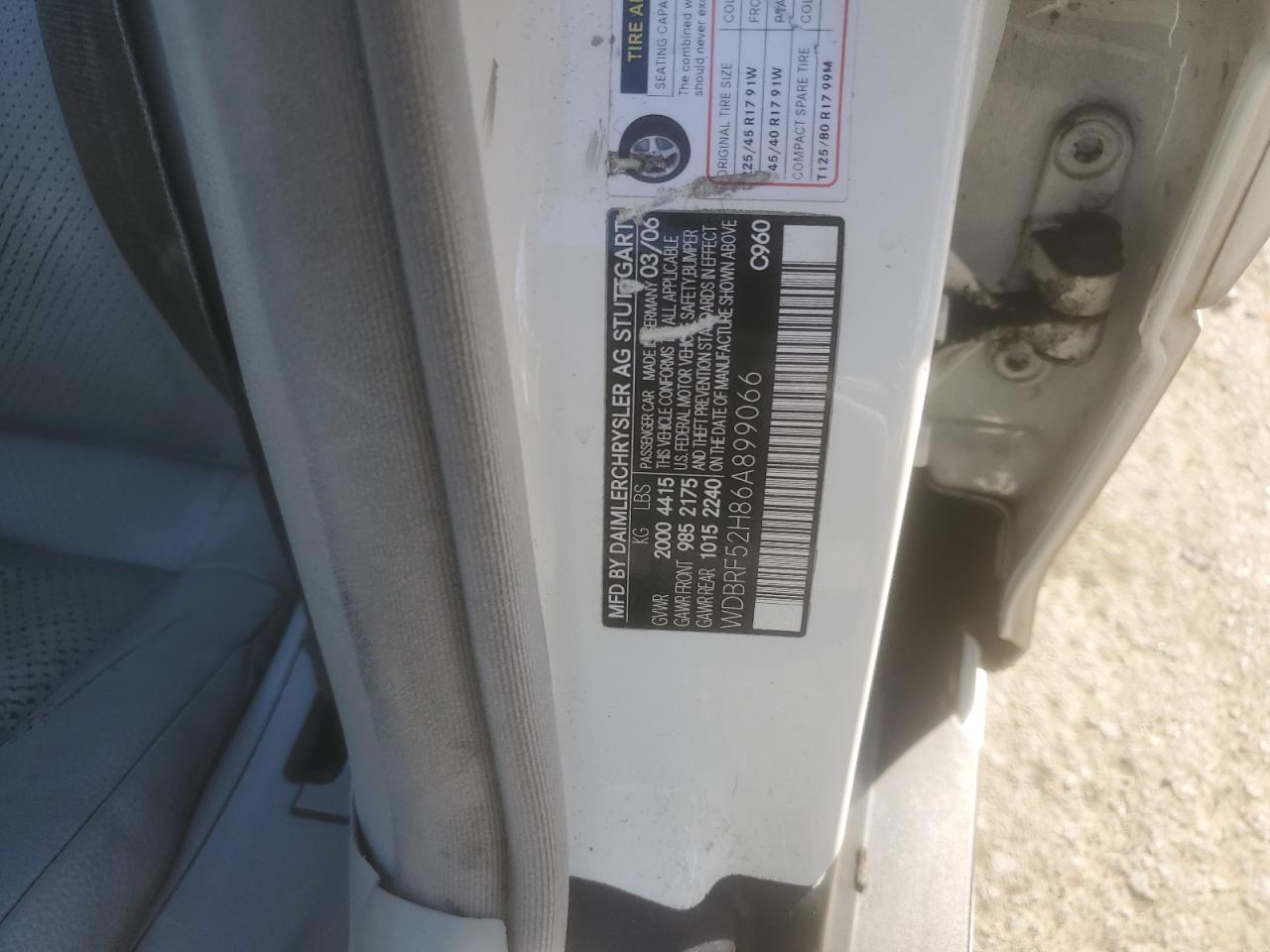 2006 Mercedes-Benz C 230 VIN: WDBRF52H86A899066 Lot: 64783474