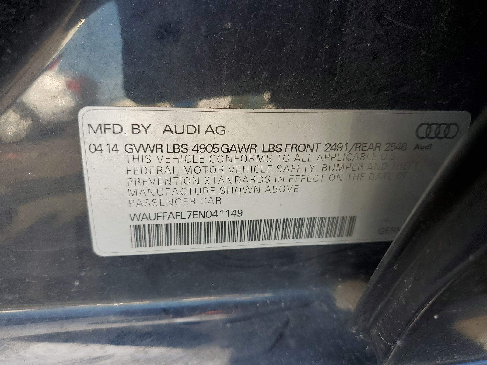 WAUFFAFL7EN041149 2014 Audi A4 Premium Plus