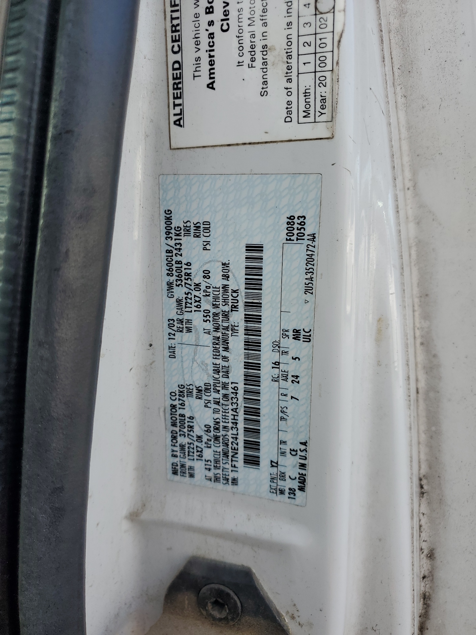 1FTNE24L34HA33461 2004 Ford Econoline E250 Van