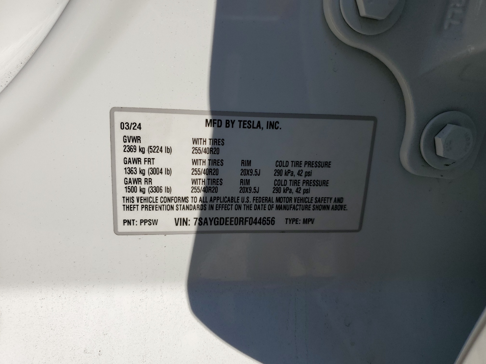 7SAYGDEE0RF044656 2024 Tesla Model Y