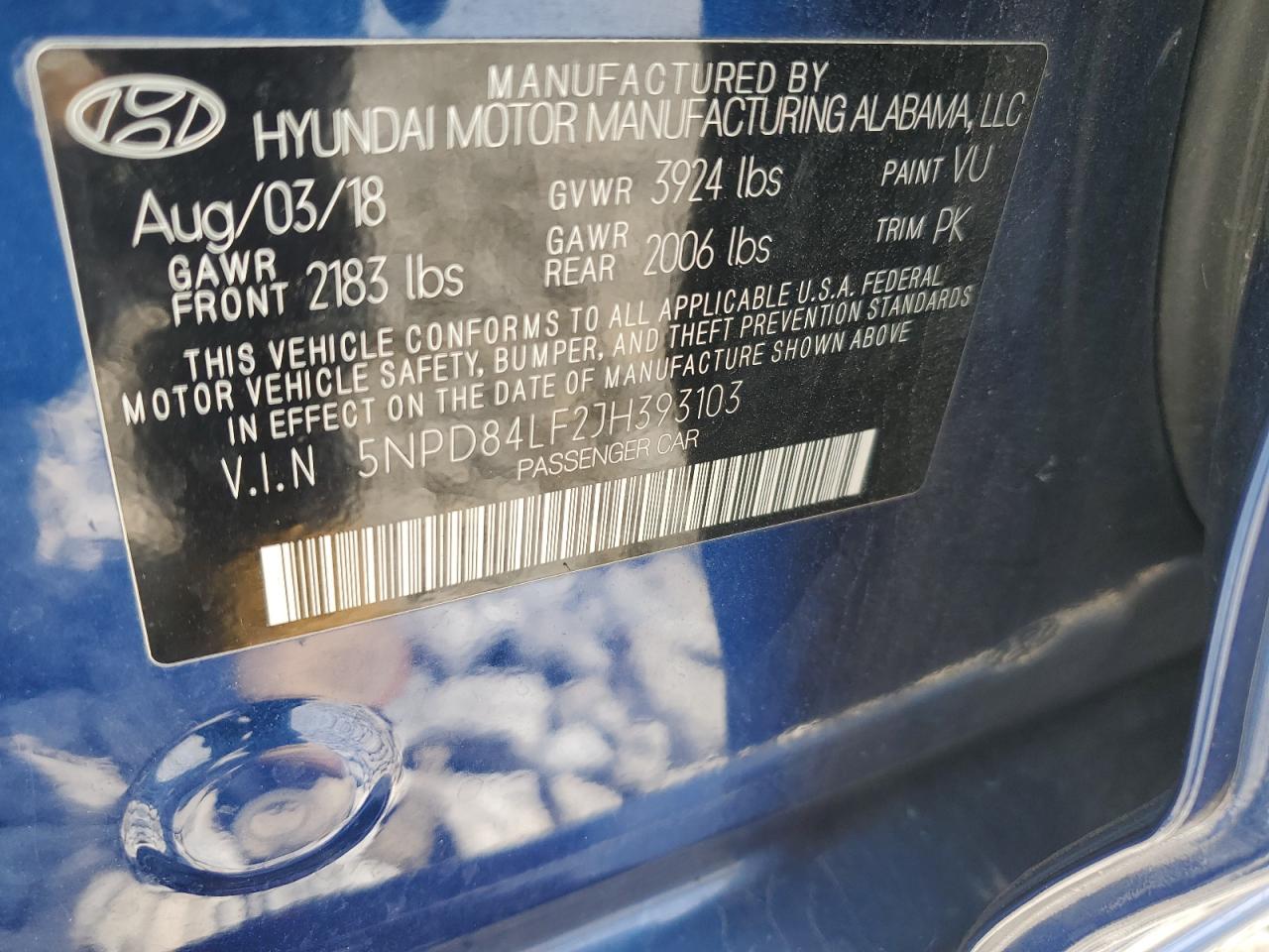 2018 Hyundai Elantra Sel VIN: 5NPD84LF2JH393103 Lot: 66869364