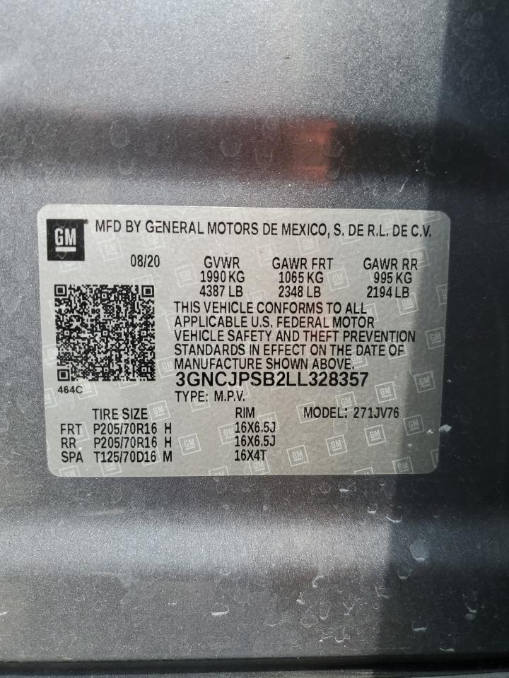 2020 Chevrolet Trax 1Lt VIN: 3GNCJPSB2LL328357 Lot: 66291534