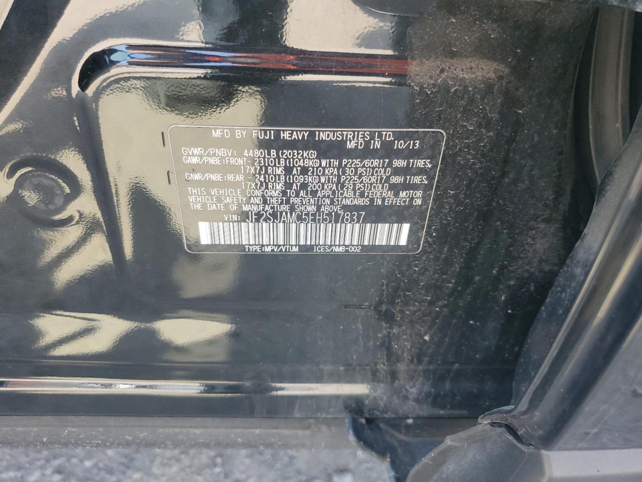 2014 Subaru Forester 2.5I Touring VIN: JF2SJAMC5EH517837 Lot: 69195444