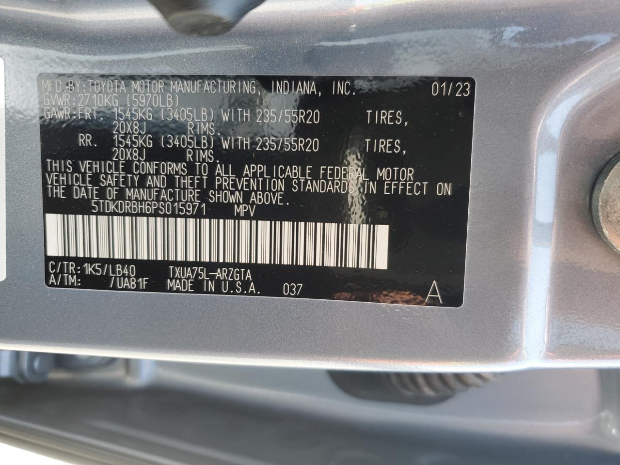 5TDKDRBH6PS015971 Toyota Highlander  13