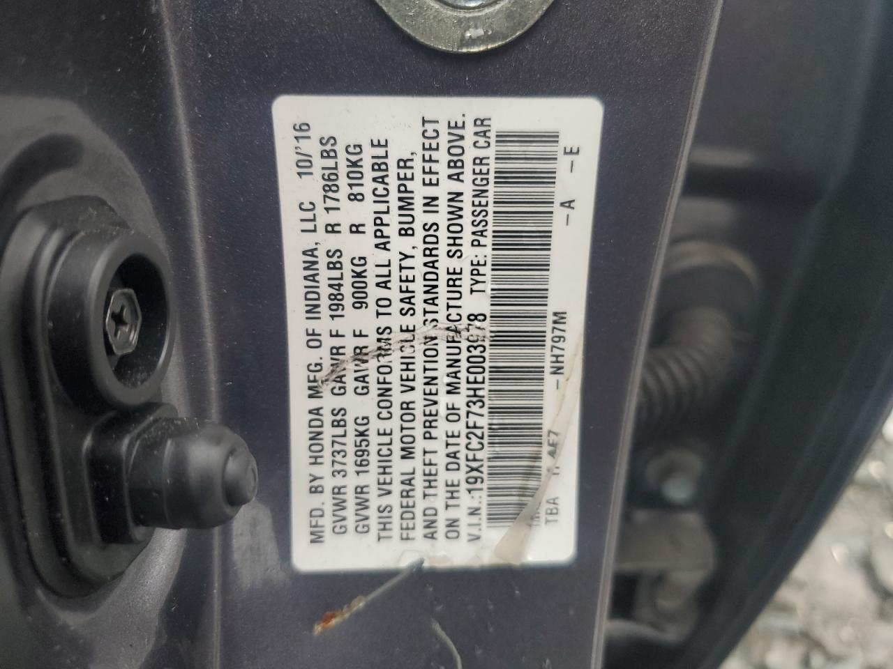 19XFC2F73HE003978 2017 Honda Civic Ex
