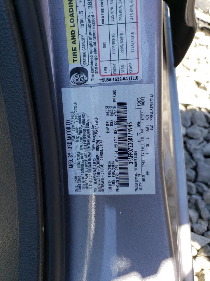 2006 Ford Fusion Se VIN: 3FAFP07Z36R174945 Lot: 61936884