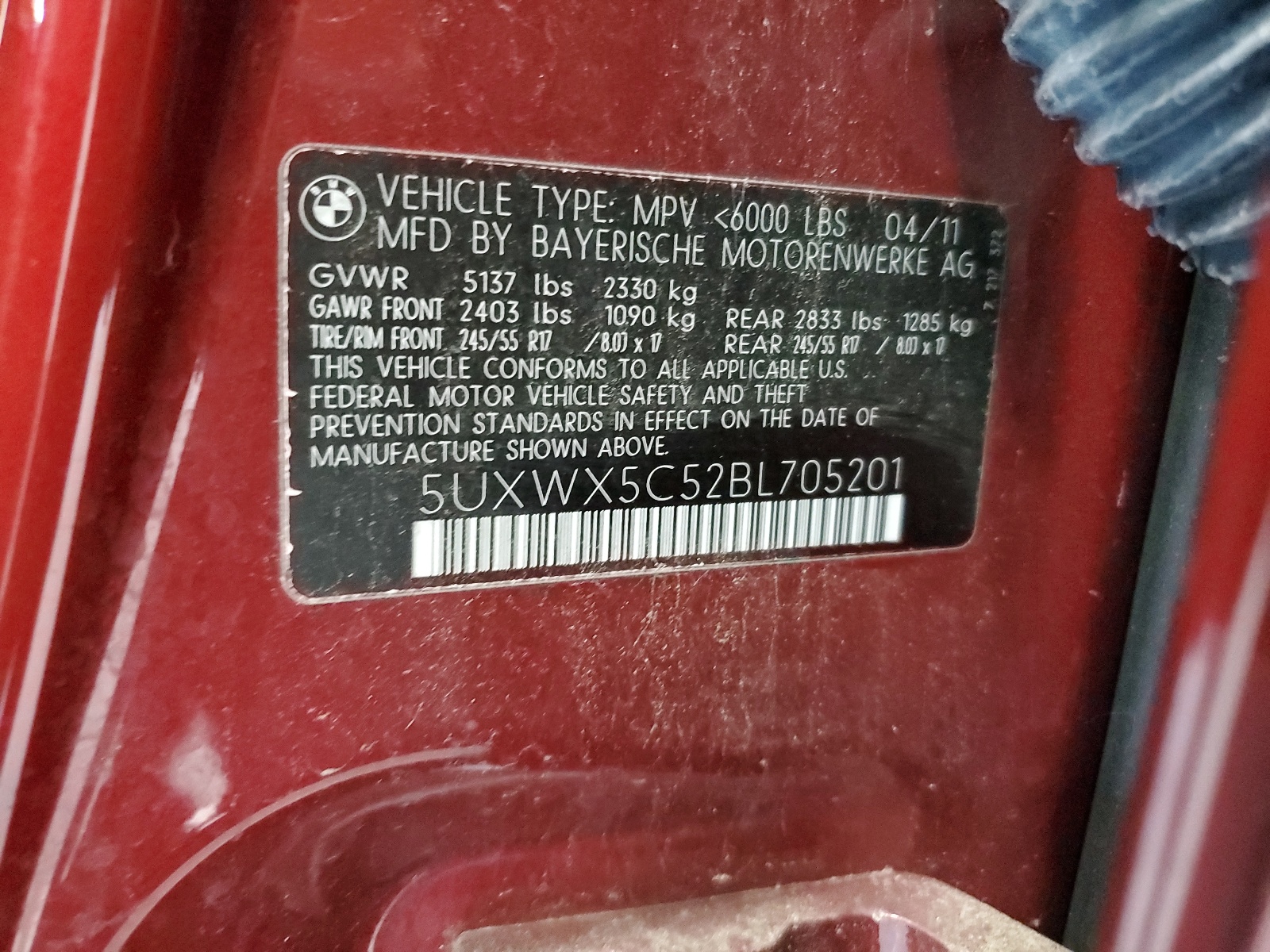 5UXWX5C52BL705201 2011 BMW X3 xDrive28I