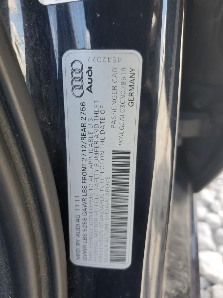 WAUGGAFC3CN078519 2012 Audi A6 Premium Plus