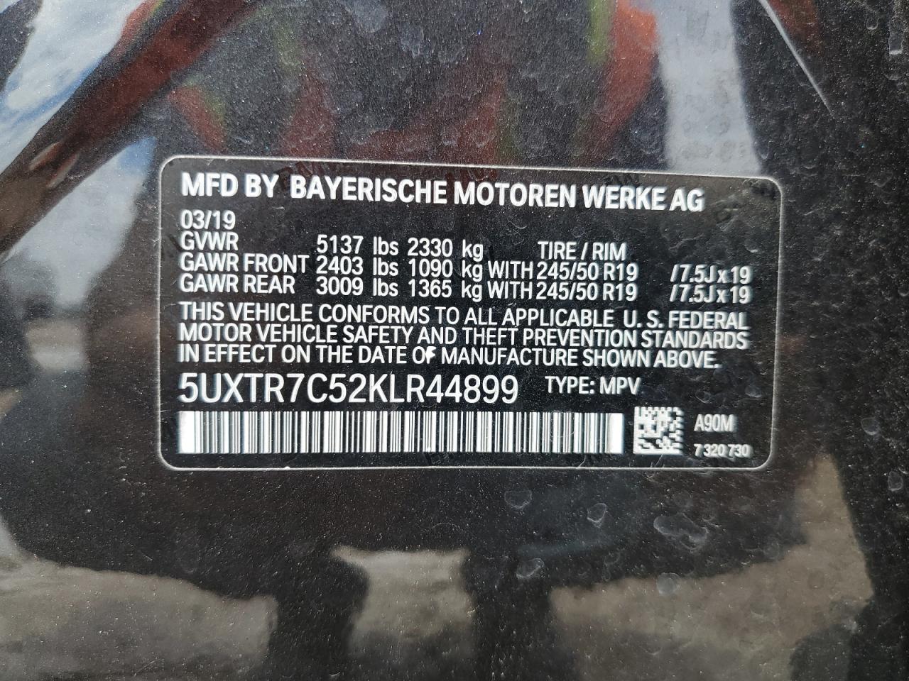 5UXTR7C52KLR44899 2019 BMW X3 - Image 14