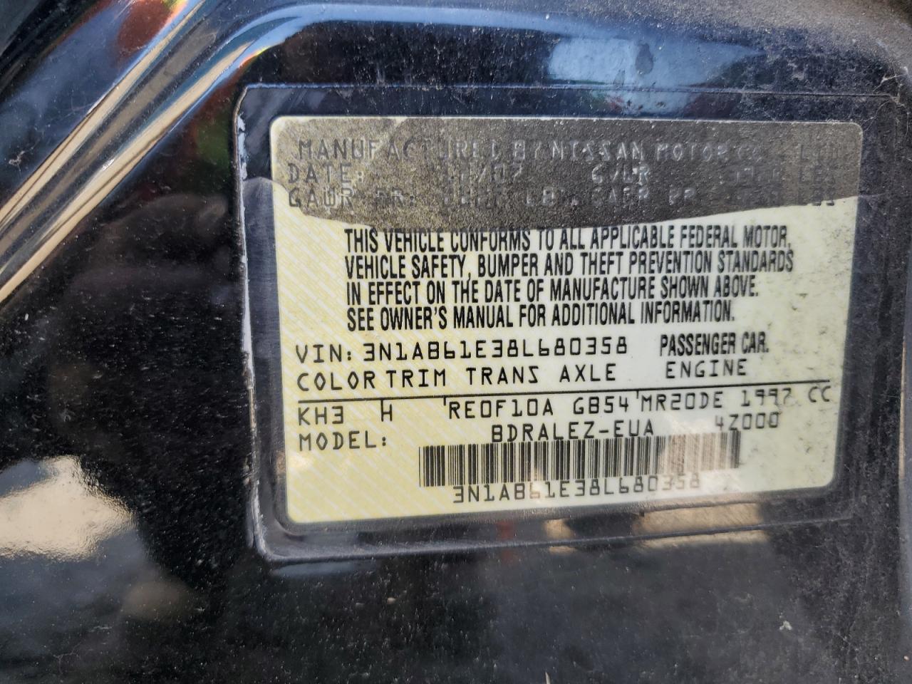 3N1AB61E38L680358 2008 Nissan Sentra 2.0