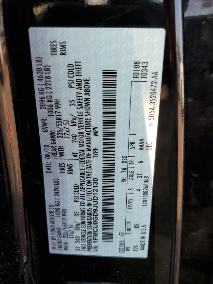 2018 Ford Escape Se VIN: 1FMCU0GD9JUD13130 Lot: 65024904