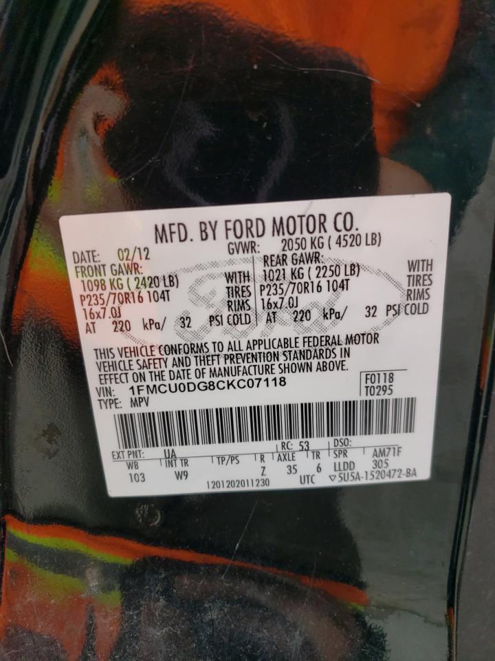 2012 Ford Escape Xlt VIN: 1FMCU0DG8CKC07118 Lot: 66565164