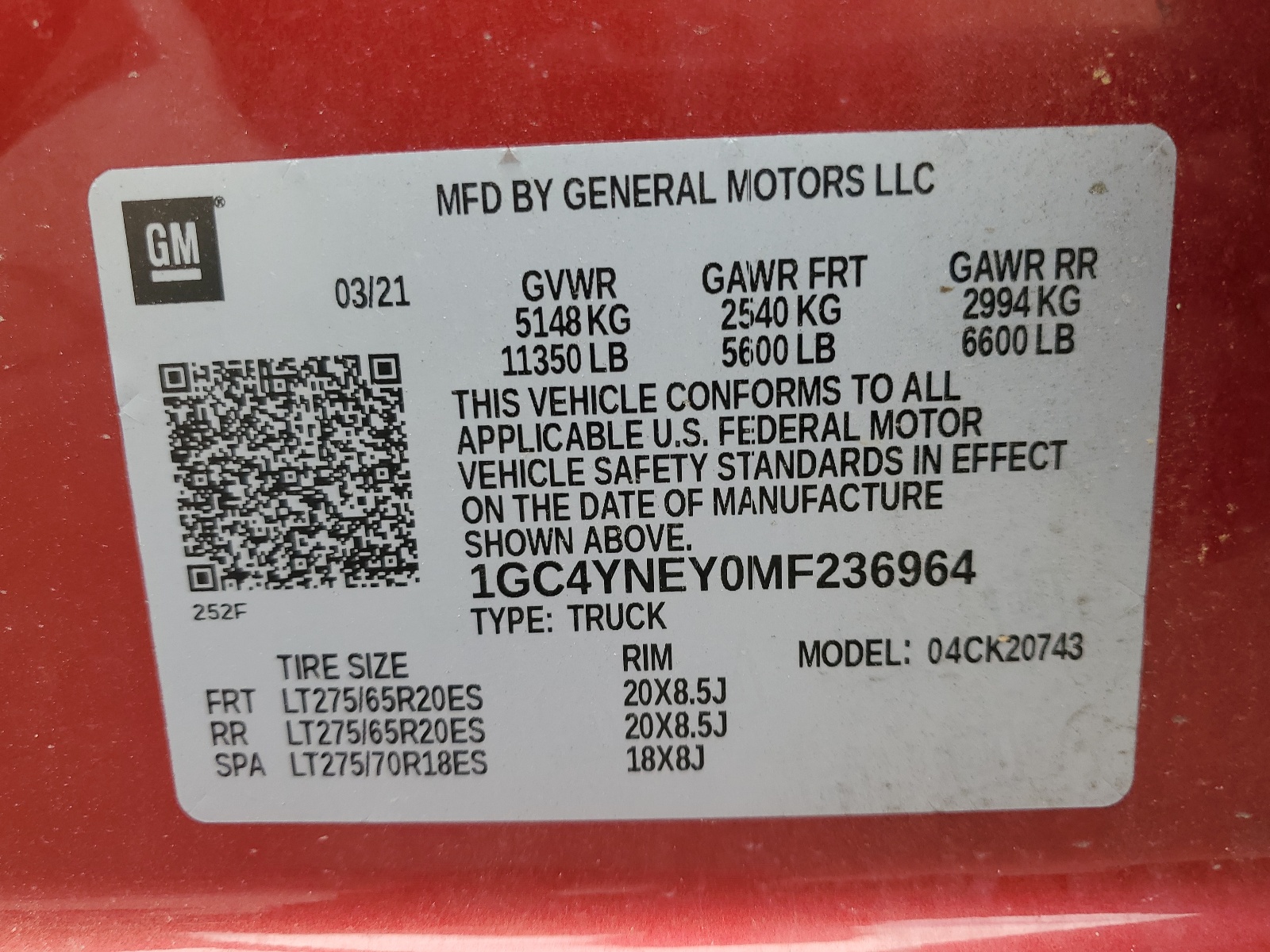 1GC4YNEY0MF236964 2021 Chevrolet Silverado K2500 Heavy Duty Lt