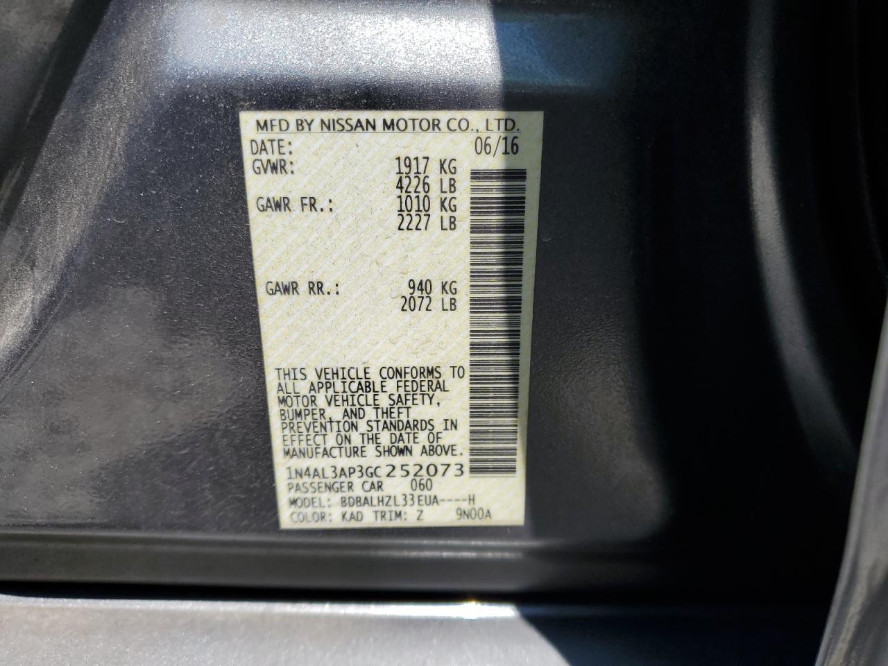 1N4AL3AP3GC252073 2016 NISSAN ALTIMA - Image 13