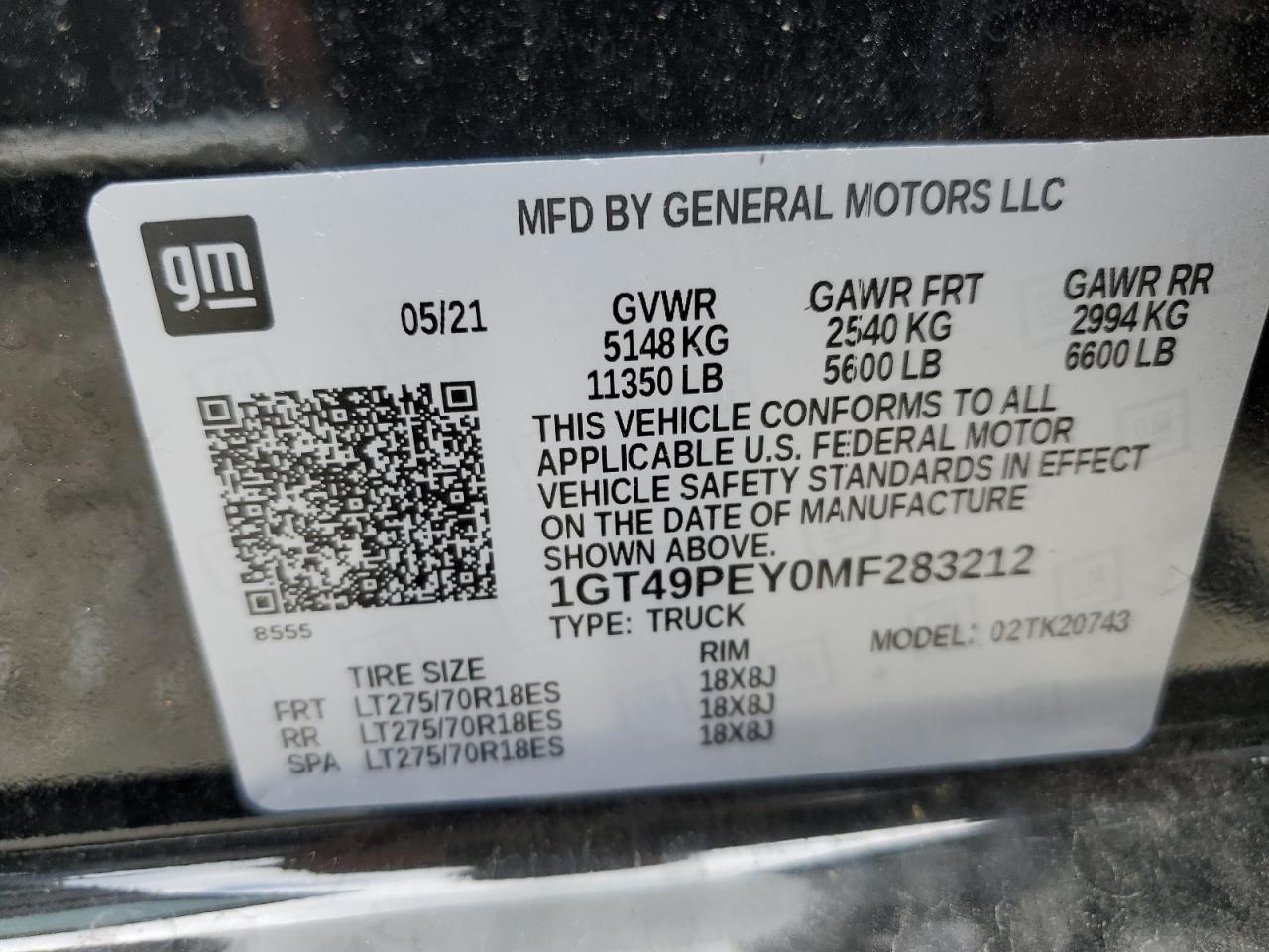 2021 GMC Sierra K2500 At4 VIN: 1GT49PEY0MF283212 Lot: 66854264