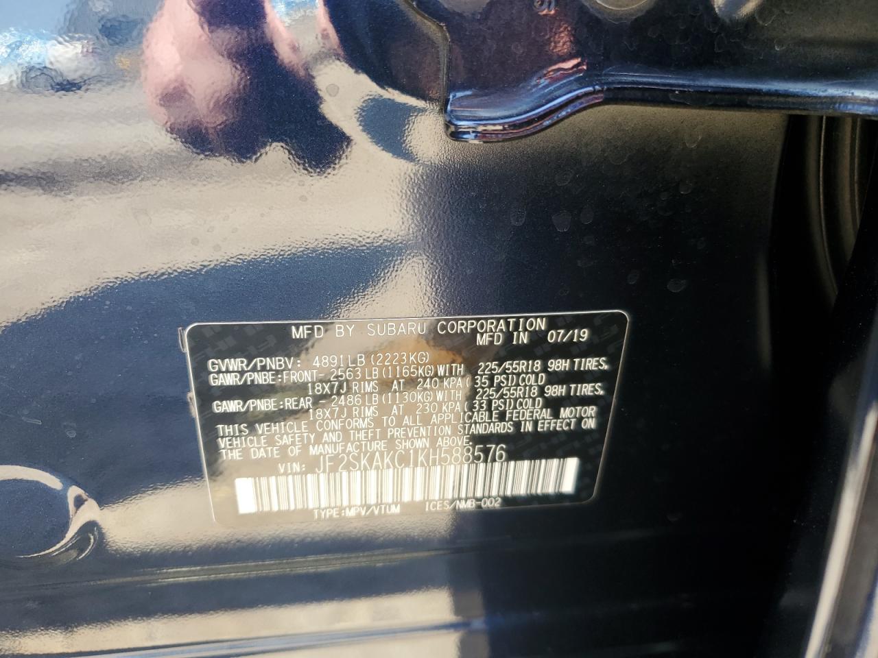 2019 Subaru Forester Sport VIN: JF2SKAKC1KH588576 Lot: 66083534