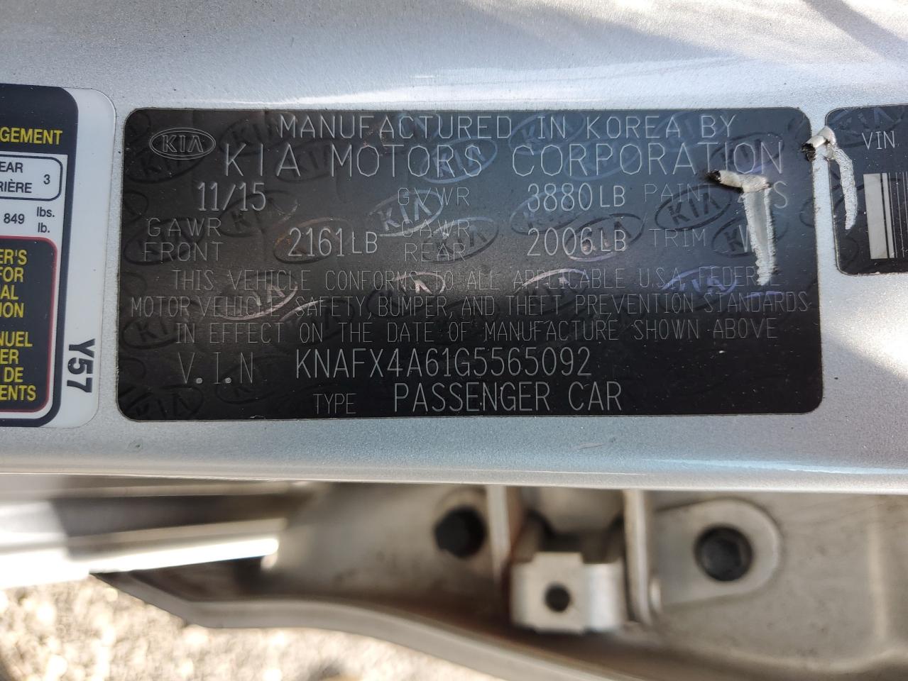 2016 Kia Forte Lx VIN: KNAFX4A61G5565092 Lot: 68264664