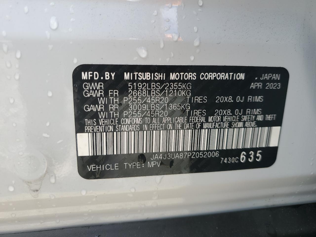 2023 Mitsubishi Outlander Se VIN: JA4J3UA87PZ052006 Lot: 69312194