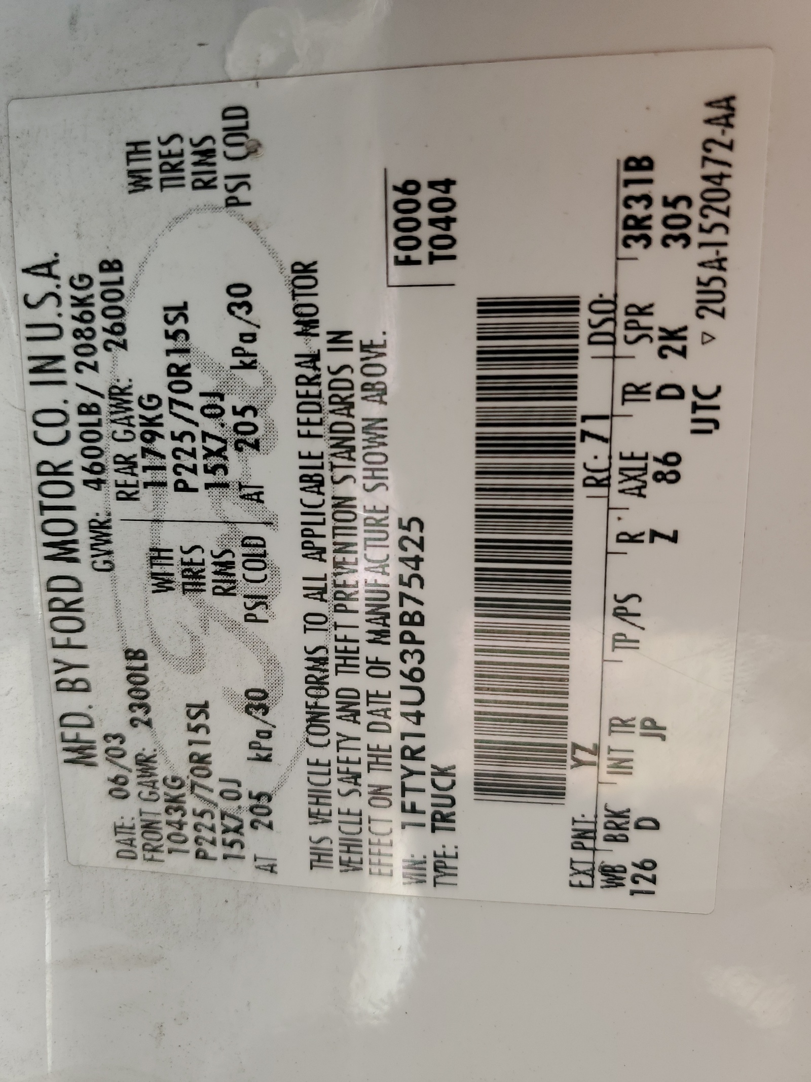 1FTYR14U63PB75425 2003 Ford Ranger Super Cab