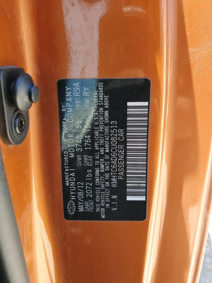 2012 Hyundai Veloster VIN: KMHTC6AD6CU082513 Lot: 68144884