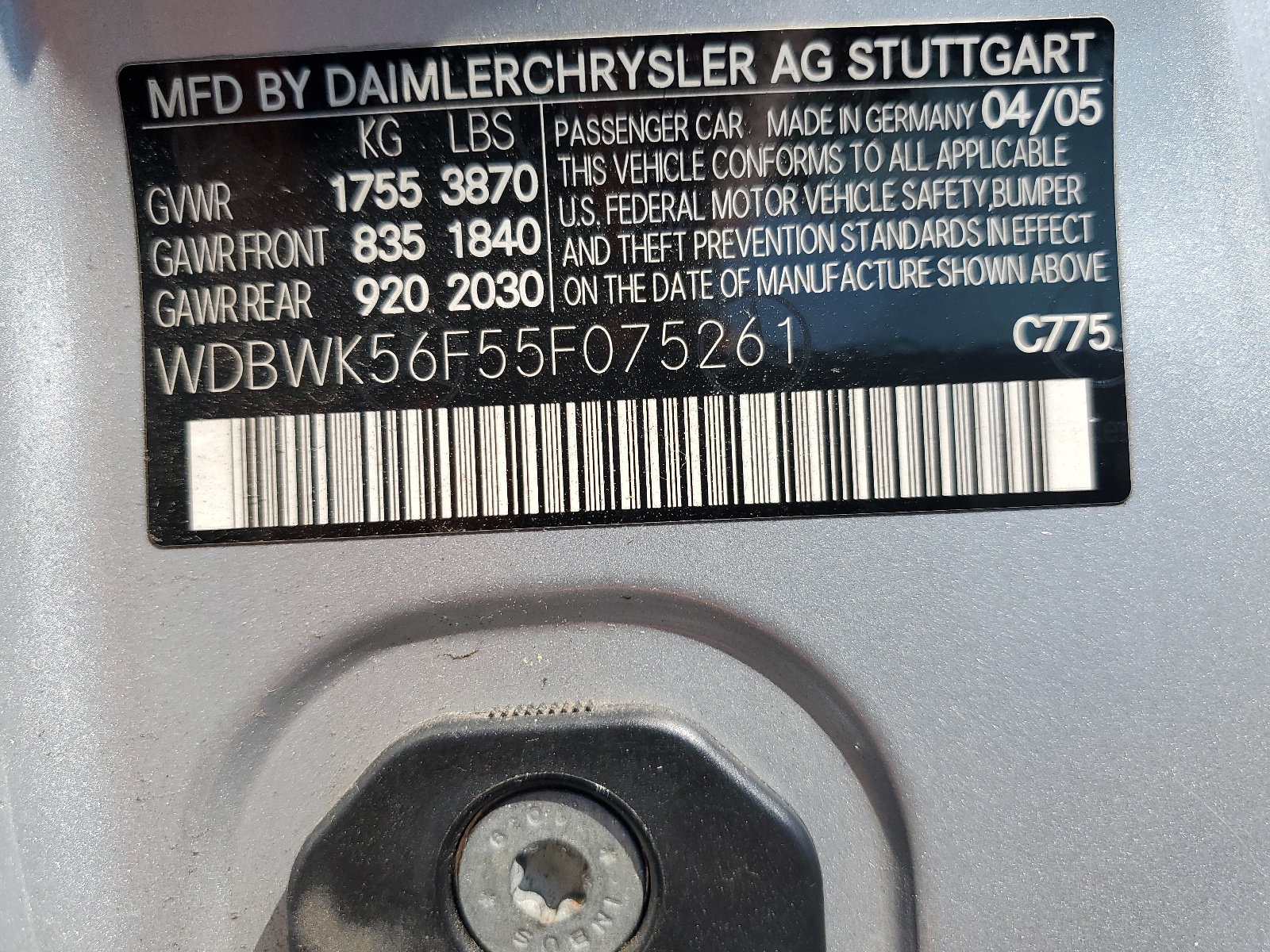 WDBWK56F55F075261 2005 Mercedes-Benz Slk 350