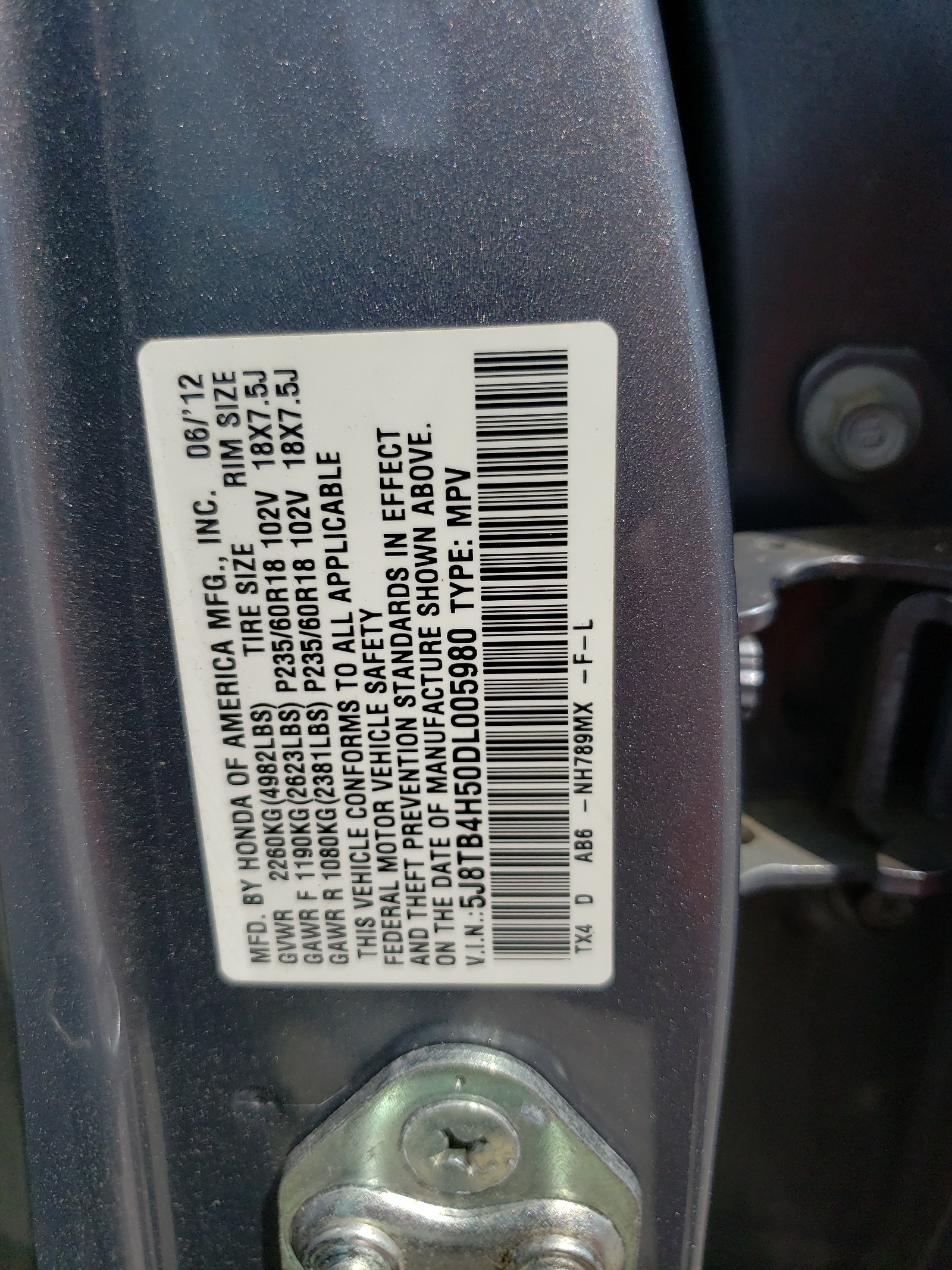 5J8TB4H50DL005980 2013 Acura Rdx Technology