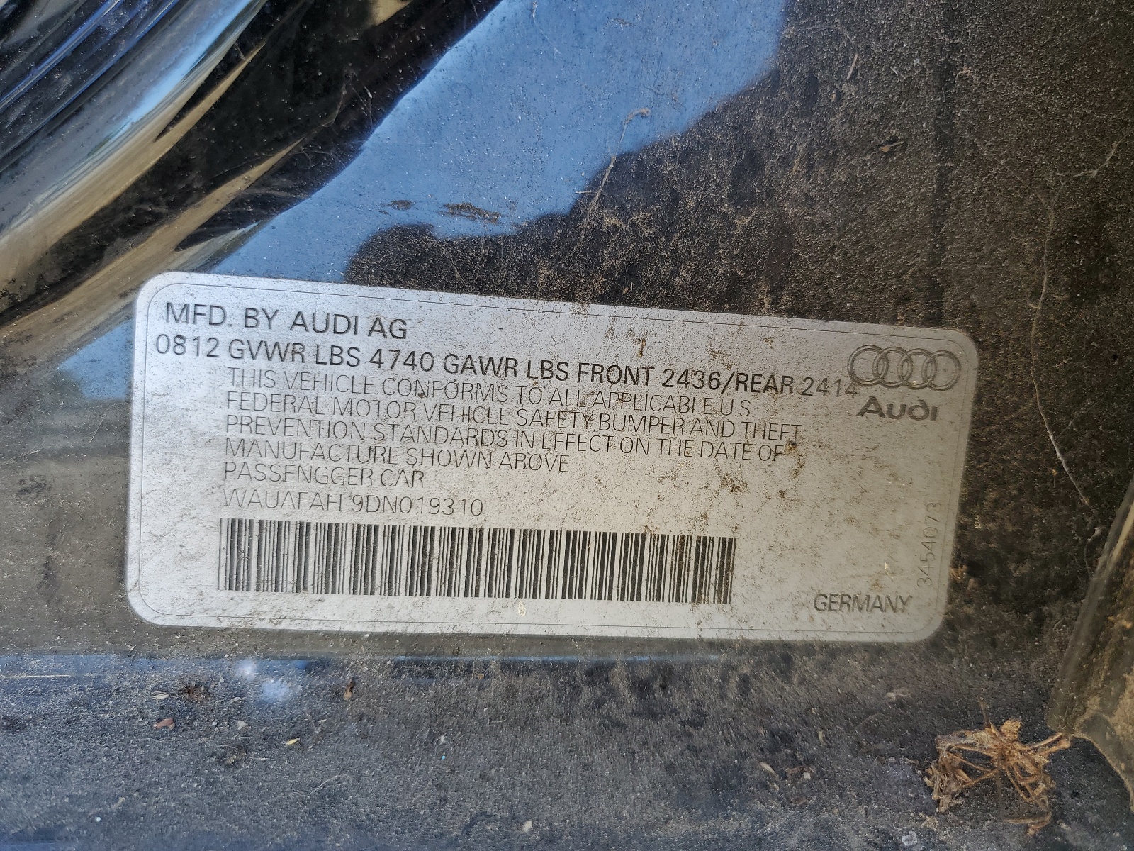 WAUAFAFL9DN019310 2013 Audi A4 Premium