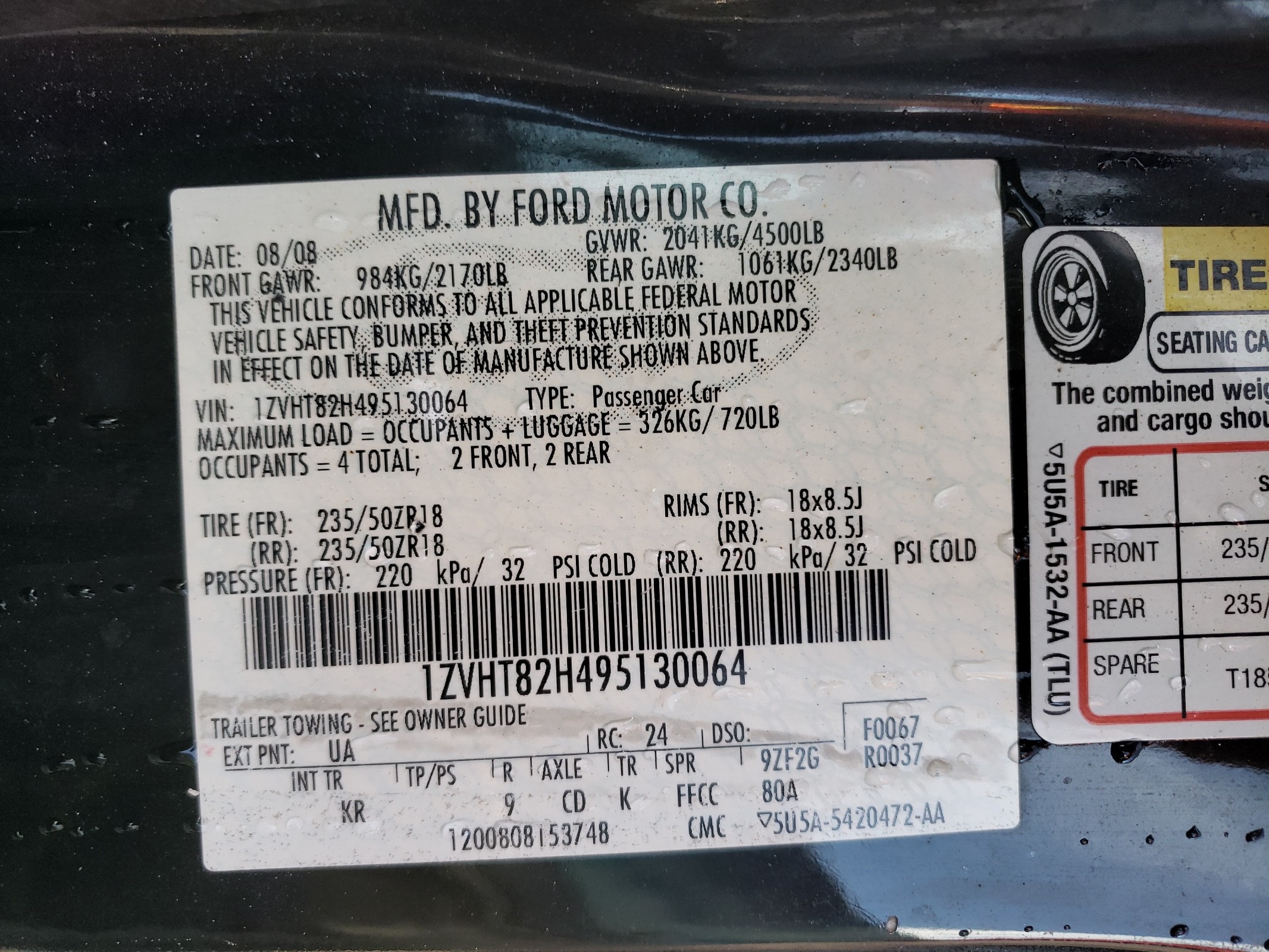 1ZVHT82H495130064 2009 Ford Mustang Gt