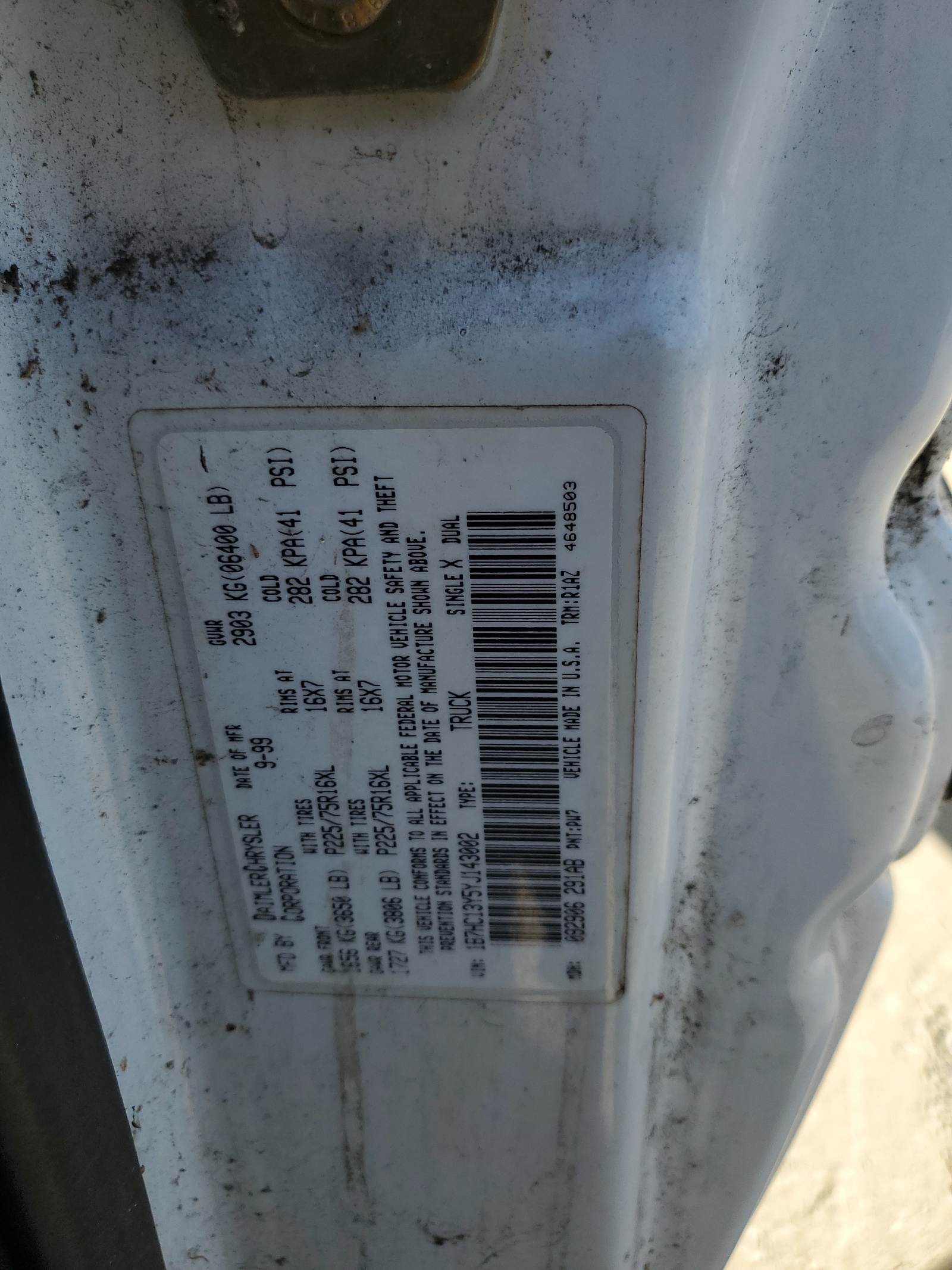 1B7HC13Y5YJ143002 2000 Dodge Ram 1500