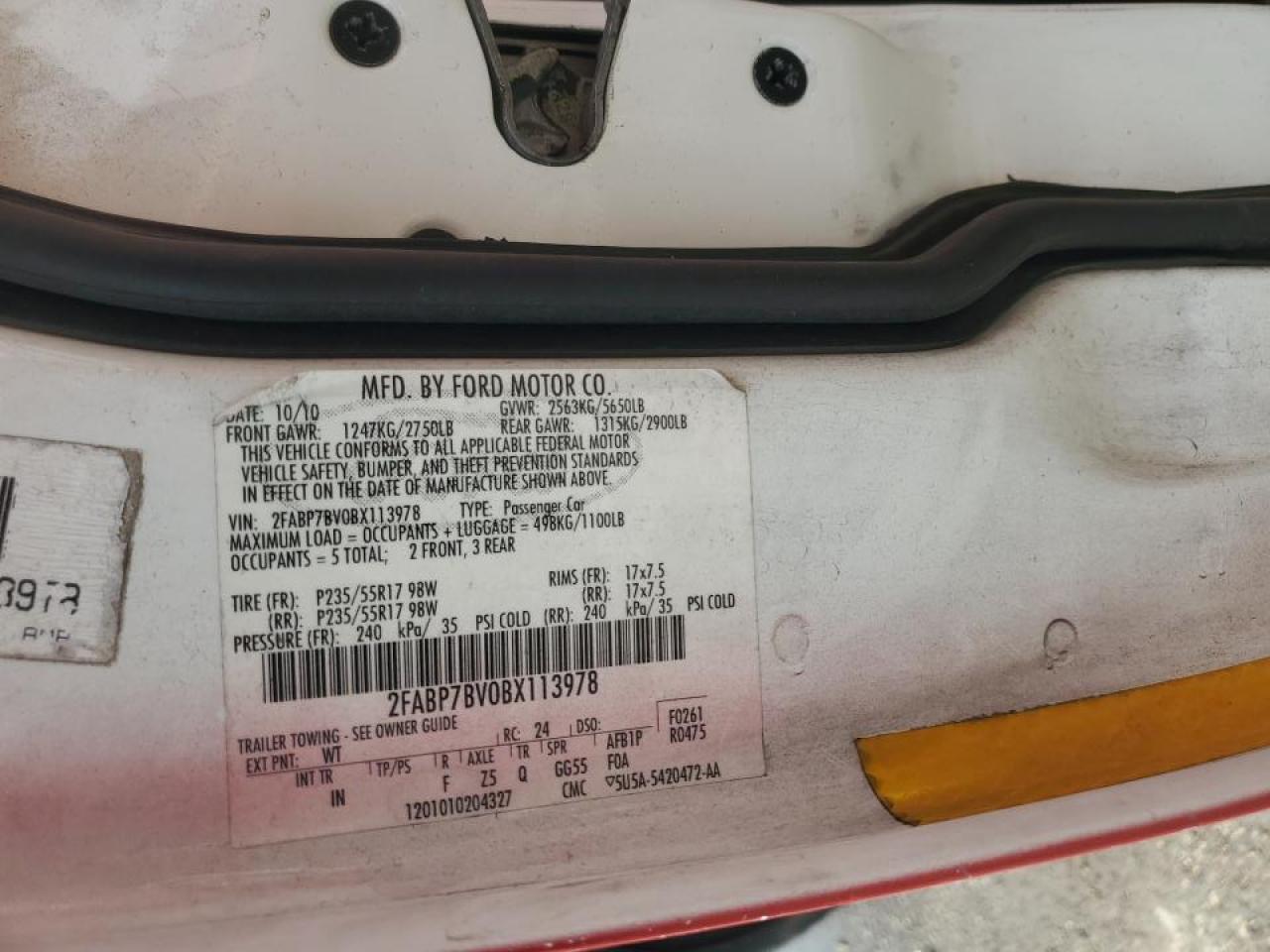 2011 Ford Crown Victoria Police Interceptor VIN: 2FABP7BV0BX113978 Lot: 67715214