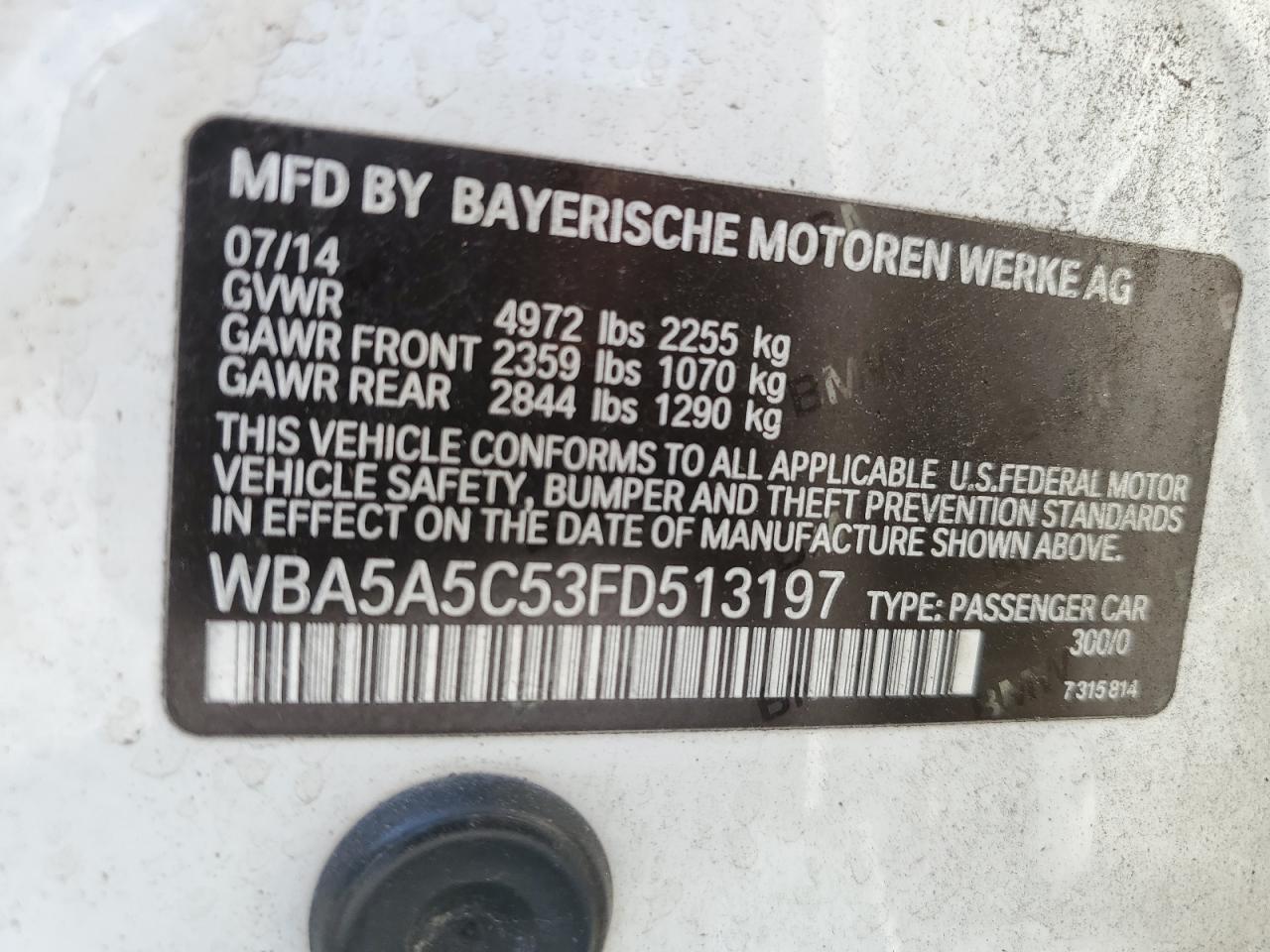 WBA5A5C53FD513197 2015 BMW 528 I