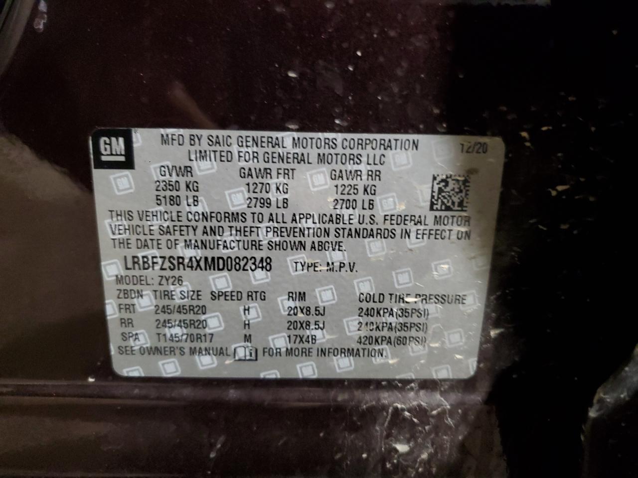 2021 Buick Envision Avenir VIN: LRBFZSR4XMD082348 Lot: 65667294