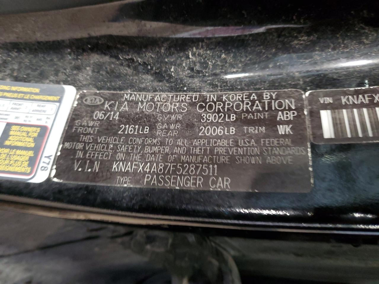 2015 Kia Forte Ex VIN: KNAFX4A87F5287511 Lot: 66409184