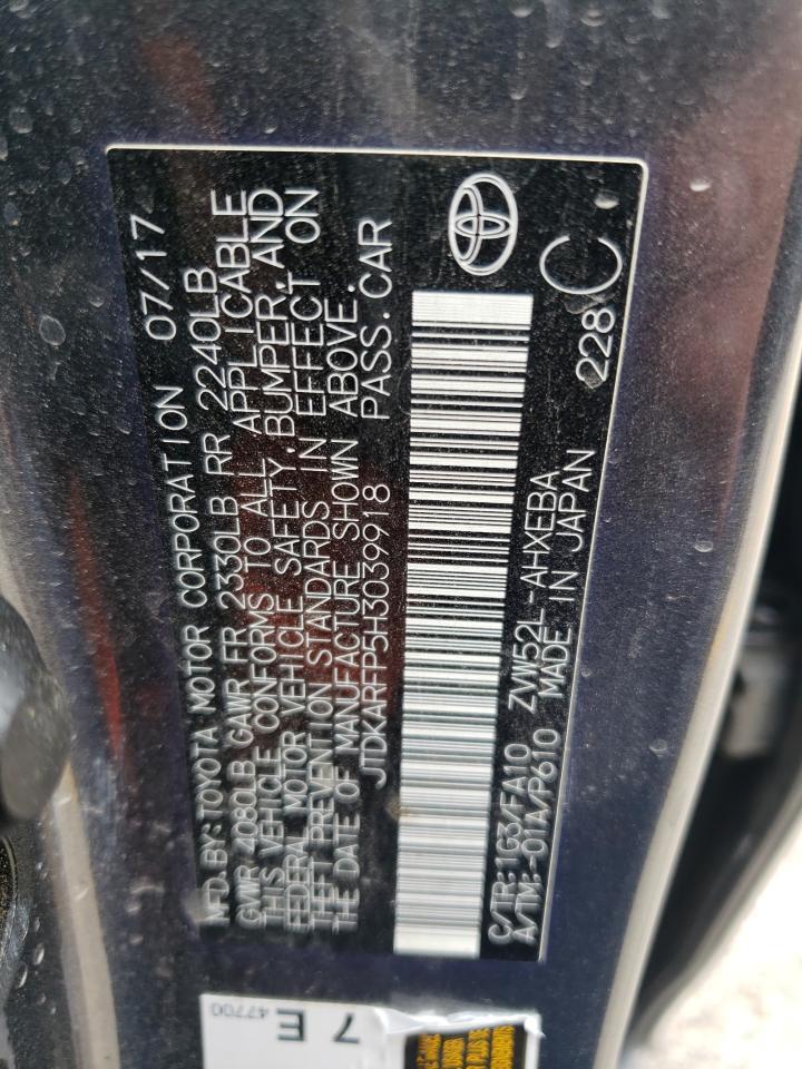 2017 Toyota Prius Prime VIN: JTDKARFP5H3039918 Lot: 66616004