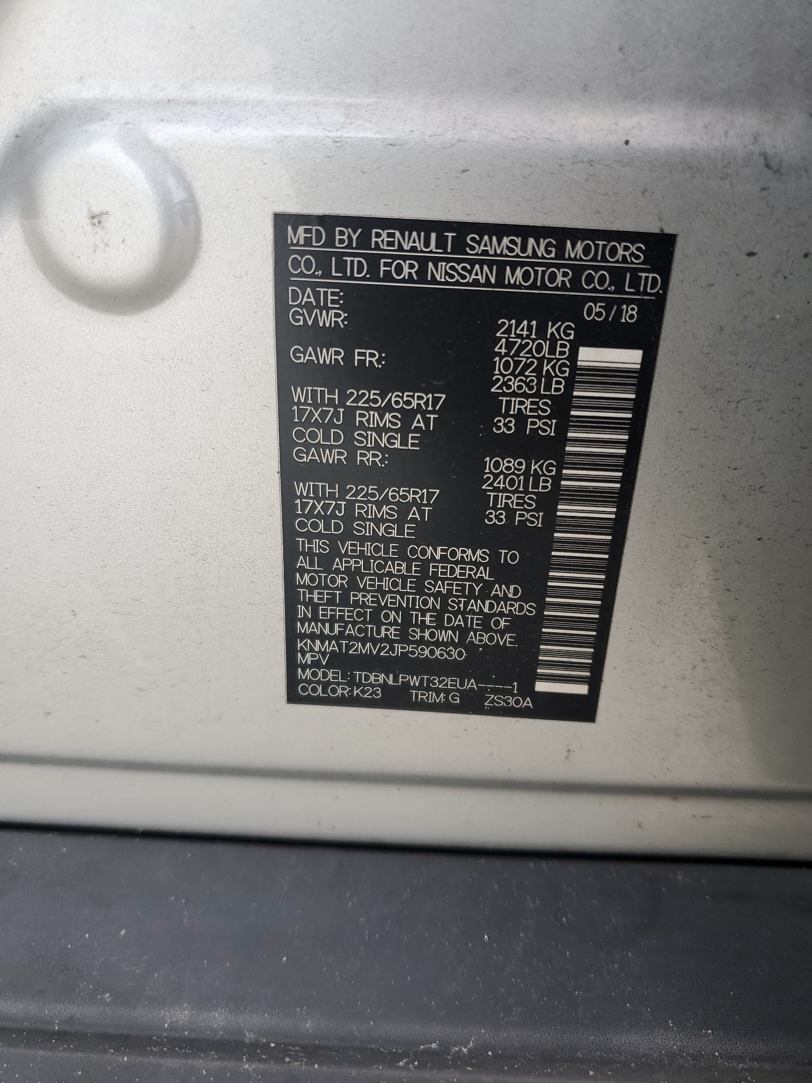 KNMAT2MV2JP590630 2018 Nissan Rogue S