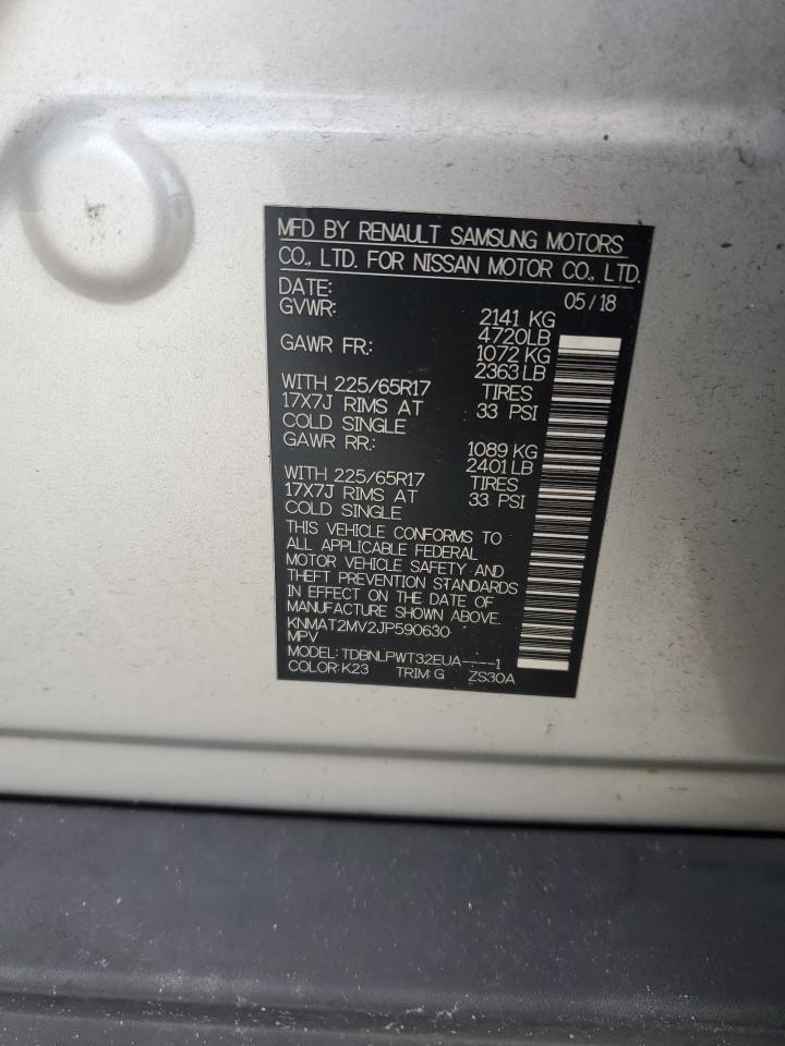 2018 Nissan Rogue S VIN: KNMAT2MV2JP590630 Lot: 65656274