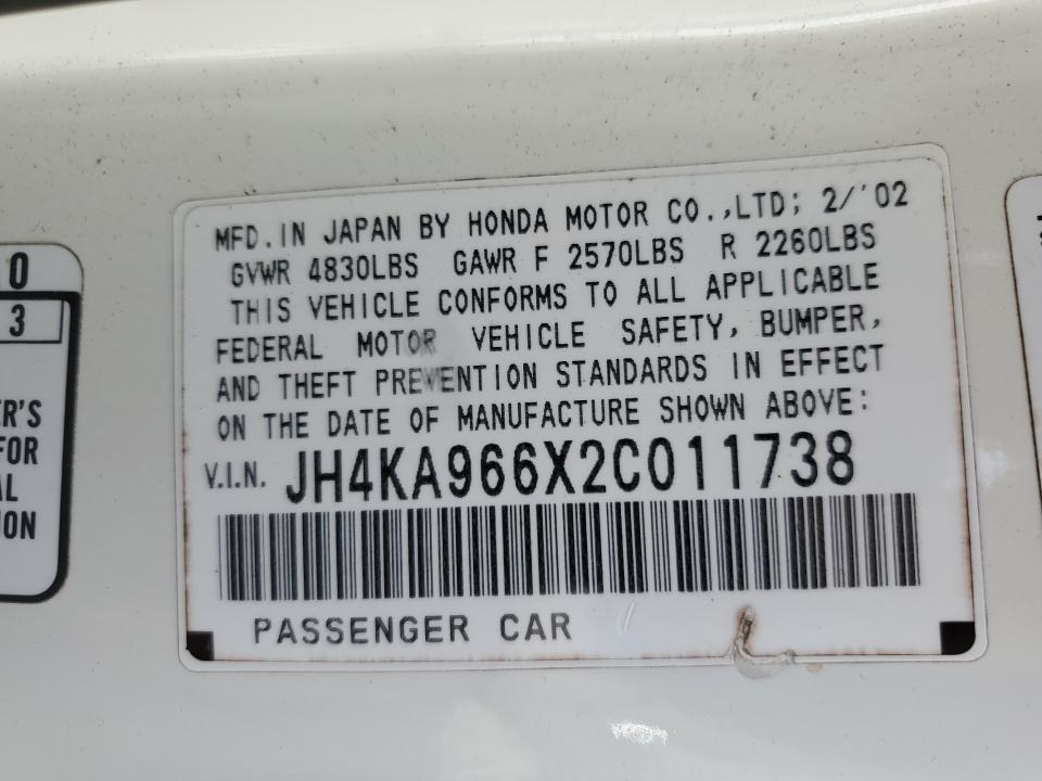 JH4KA966X2C011738 2002 Acura 3.5Rl