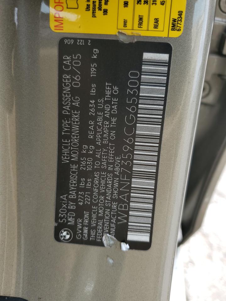 2006 BMW 530 Xi VIN: WBANF73596CG65300 Lot: 68584734