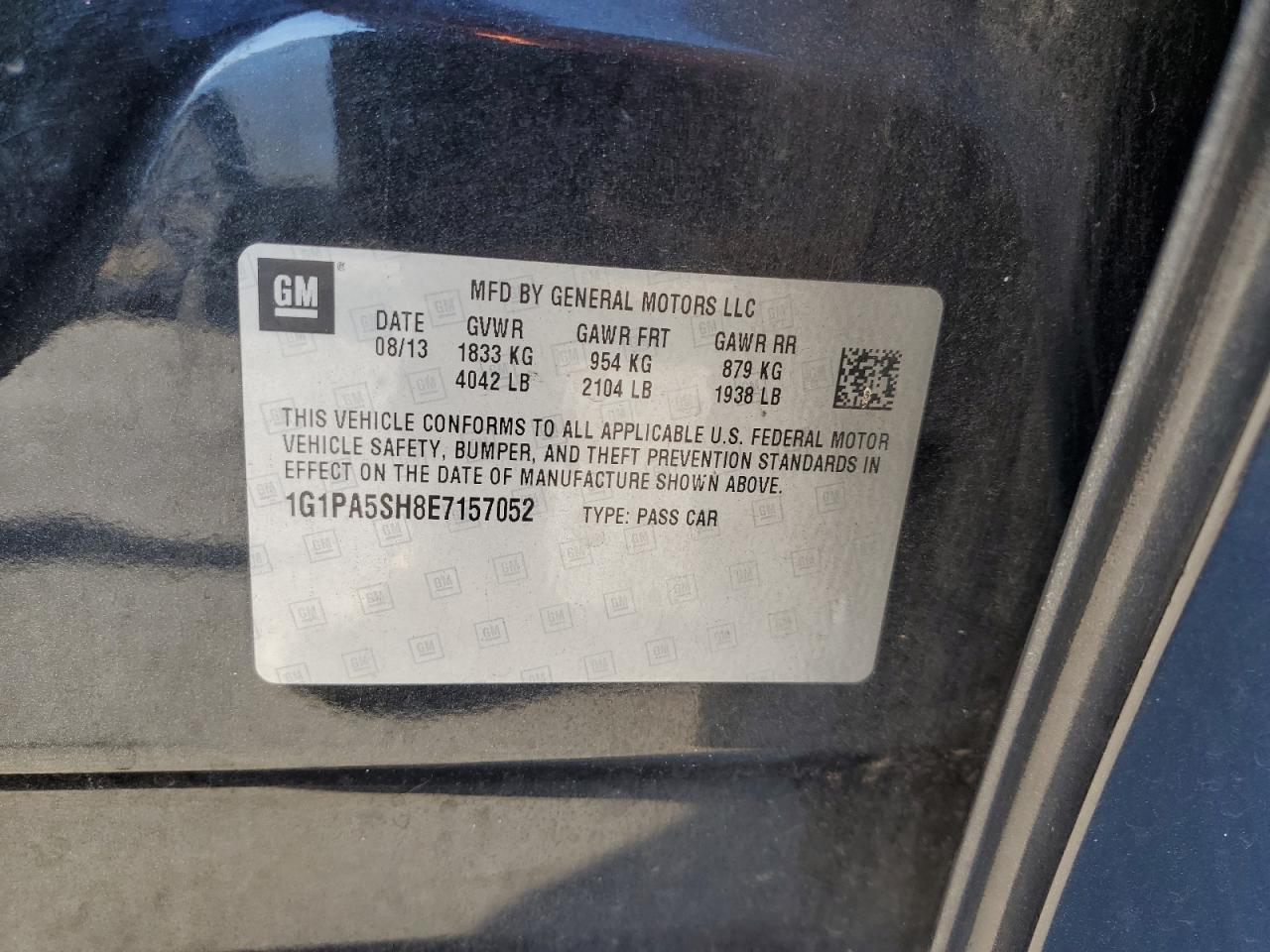 2014 Chevrolet Cruze Ls VIN: 1G1PA5SH8E7157052 Lot: 65425144