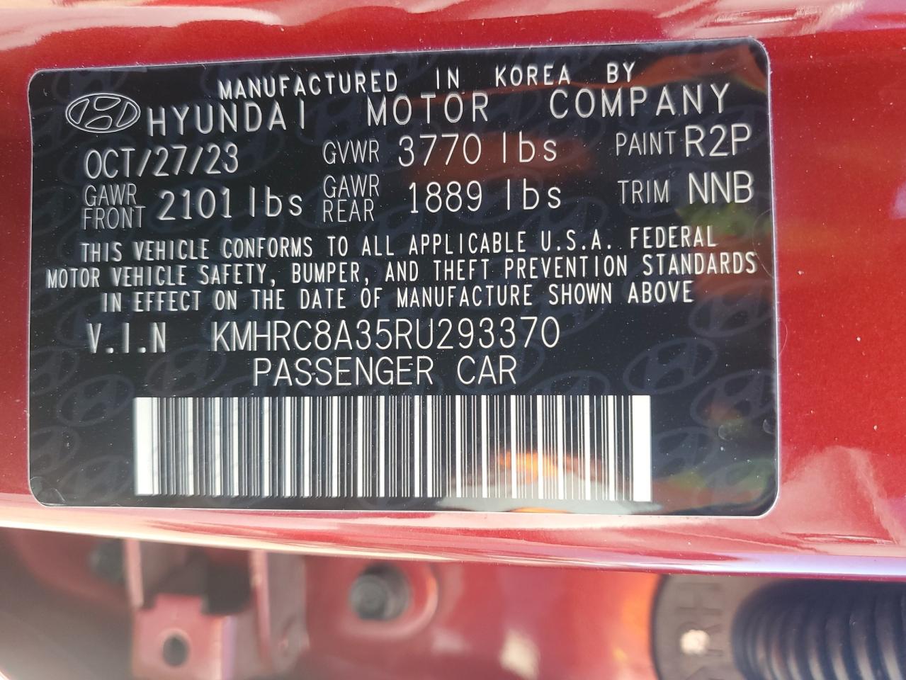 KMHRC8A35RU293370 2024 Hyundai Venue Sel